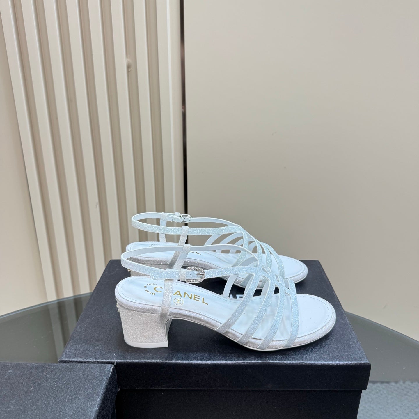 CC 25 Sandal Heels White Sheepskin 239419