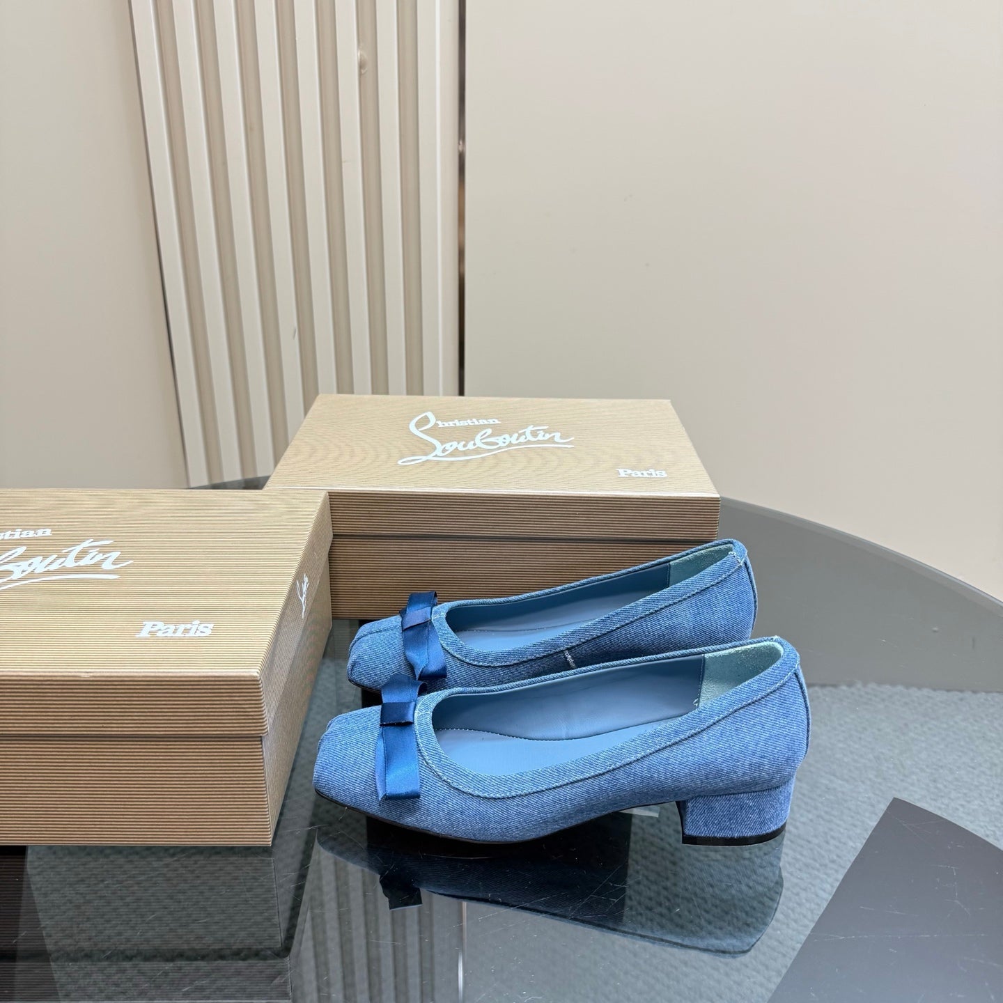 CL Denium Ballet Shoes Blue Nappa Lambskin 299718