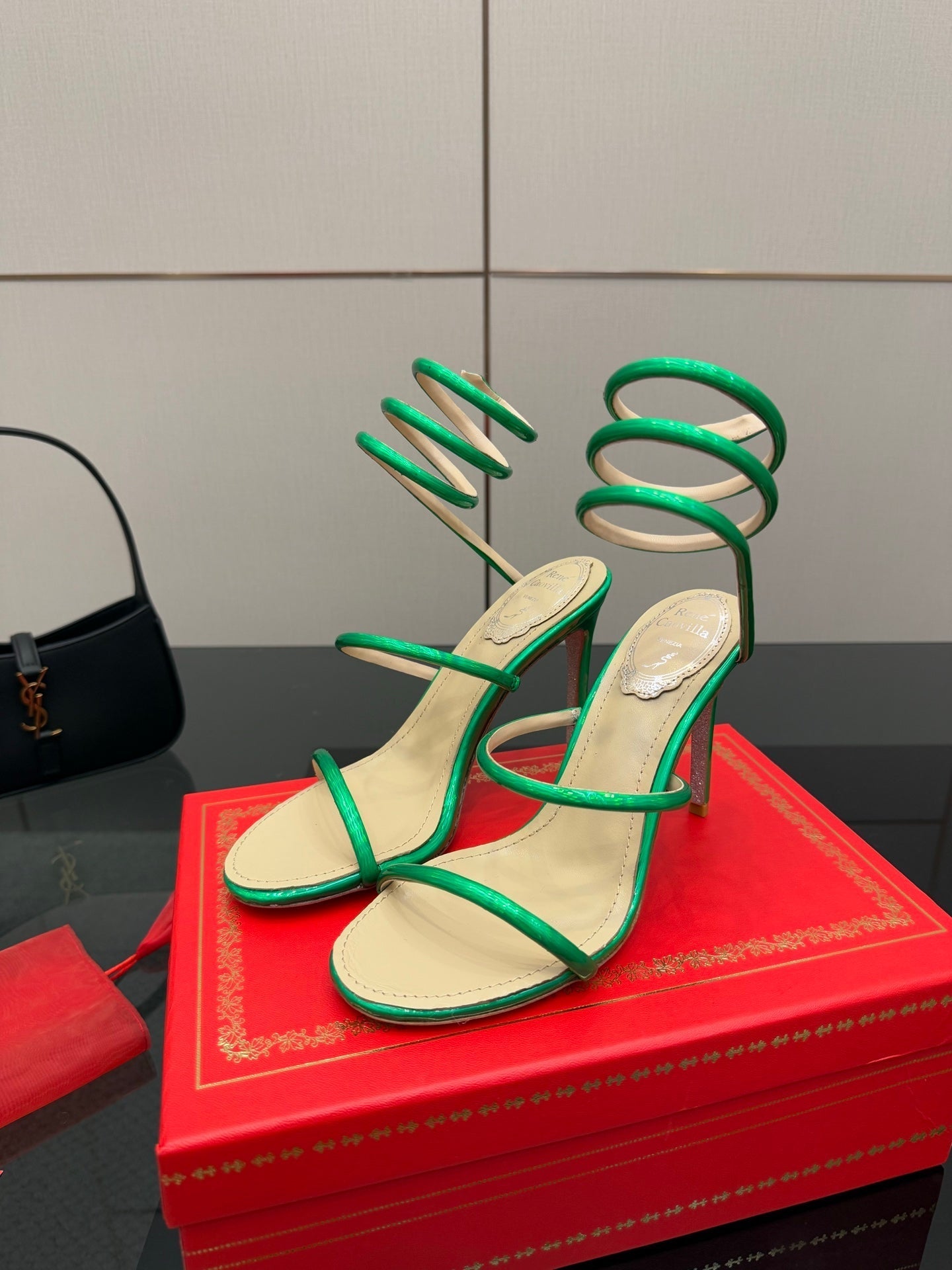 RC Sandals 9.5cm Green Imported Metal Sheepskin 302601