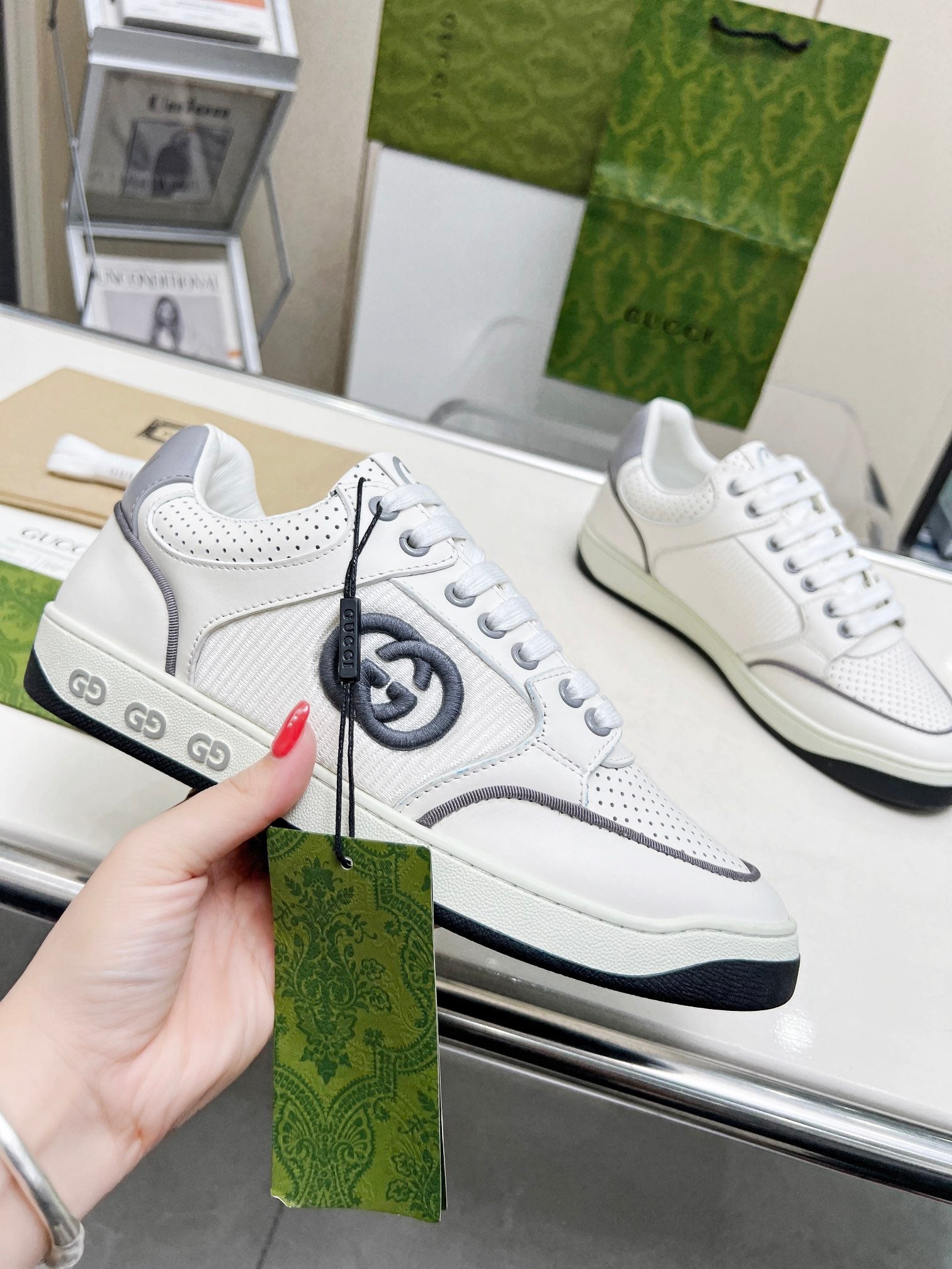 GG Men's MAC80 Sneaker White Grey Cowhide 539527