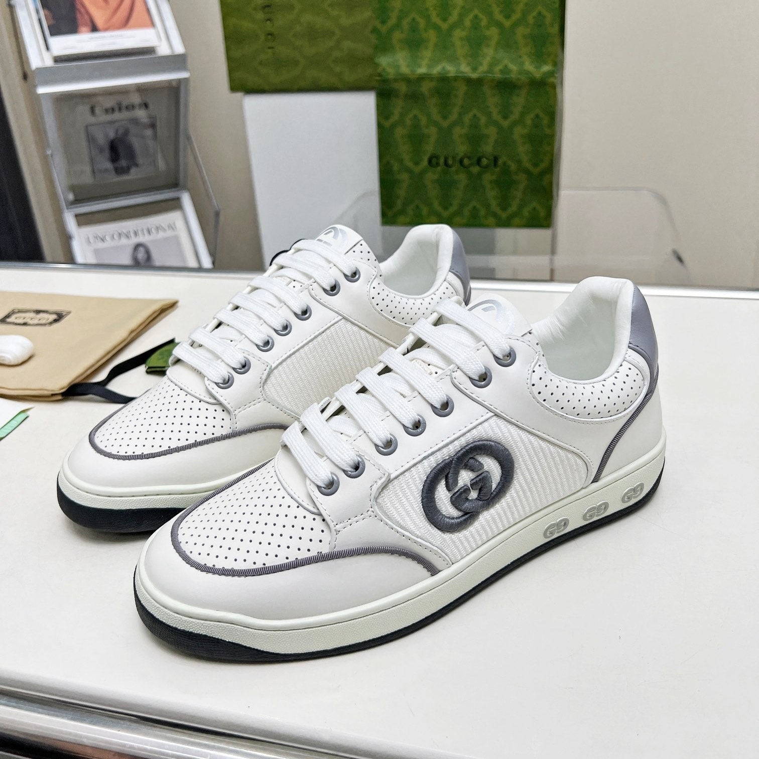 GG Men's MAC80 Sneaker White Grey Cowhide 539527