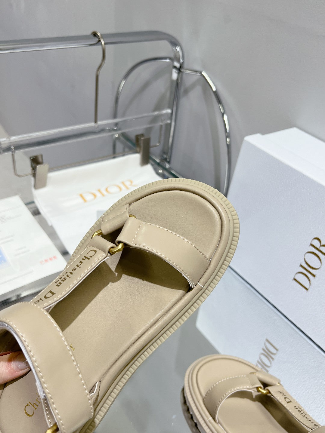 CD D-Wave Sandal In Beige Cowhide 100753