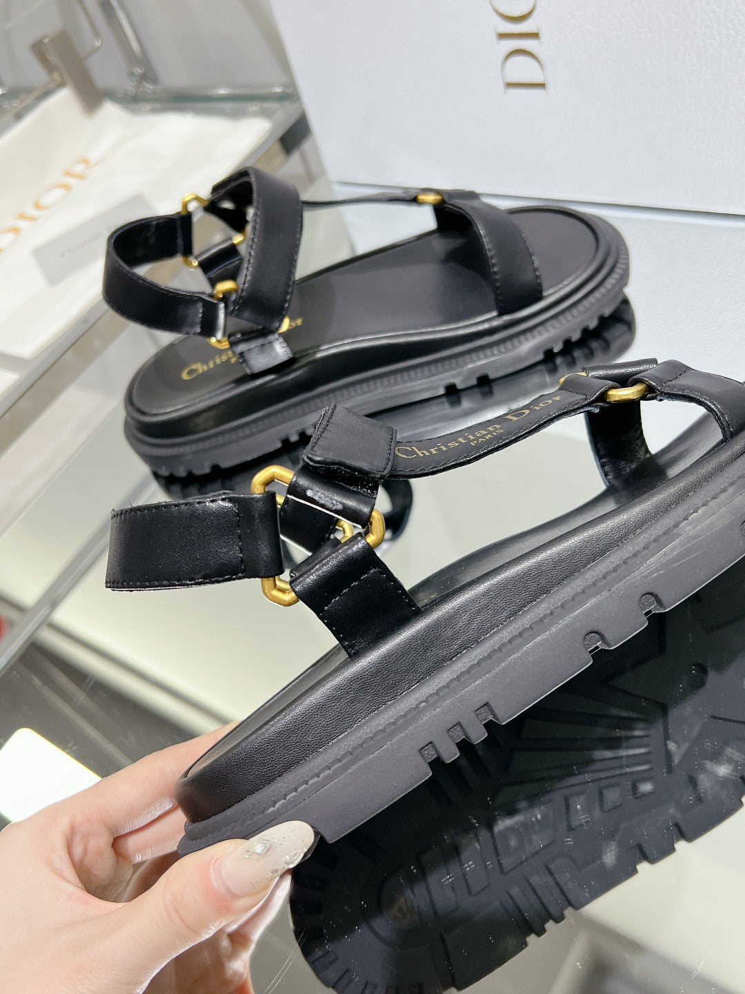 CD D-Wave Sandal In Black Cowhide 100755