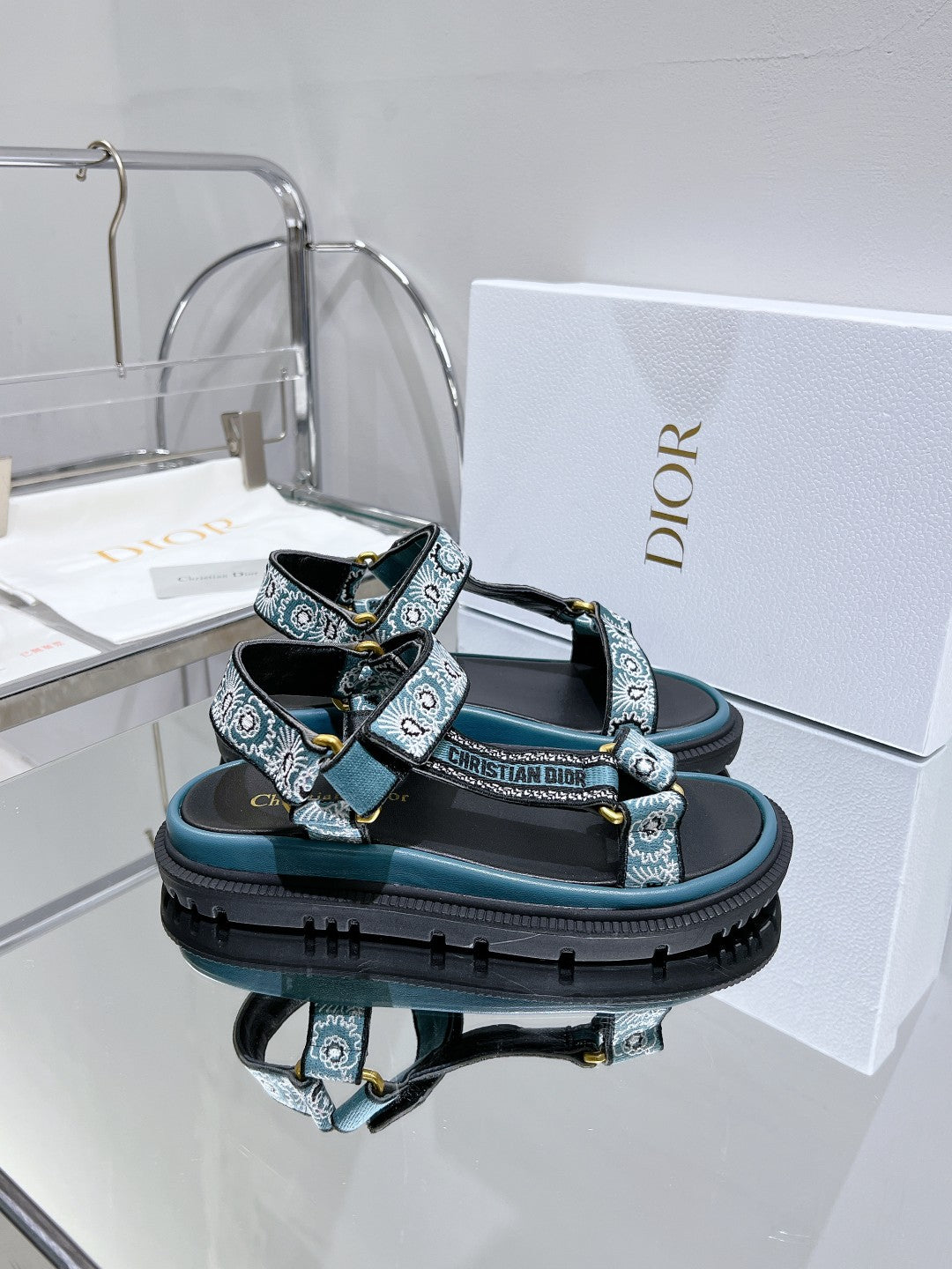 CD D-Wave Sandal In Blue Black Cowhide 100763