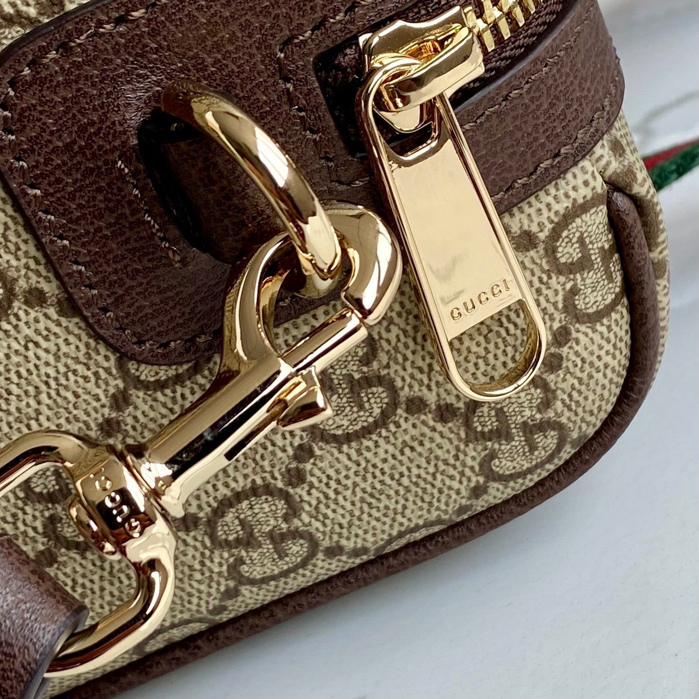 Gucci 25 GG Handbag Beige mix Dark Brown Canvas Leather 286711