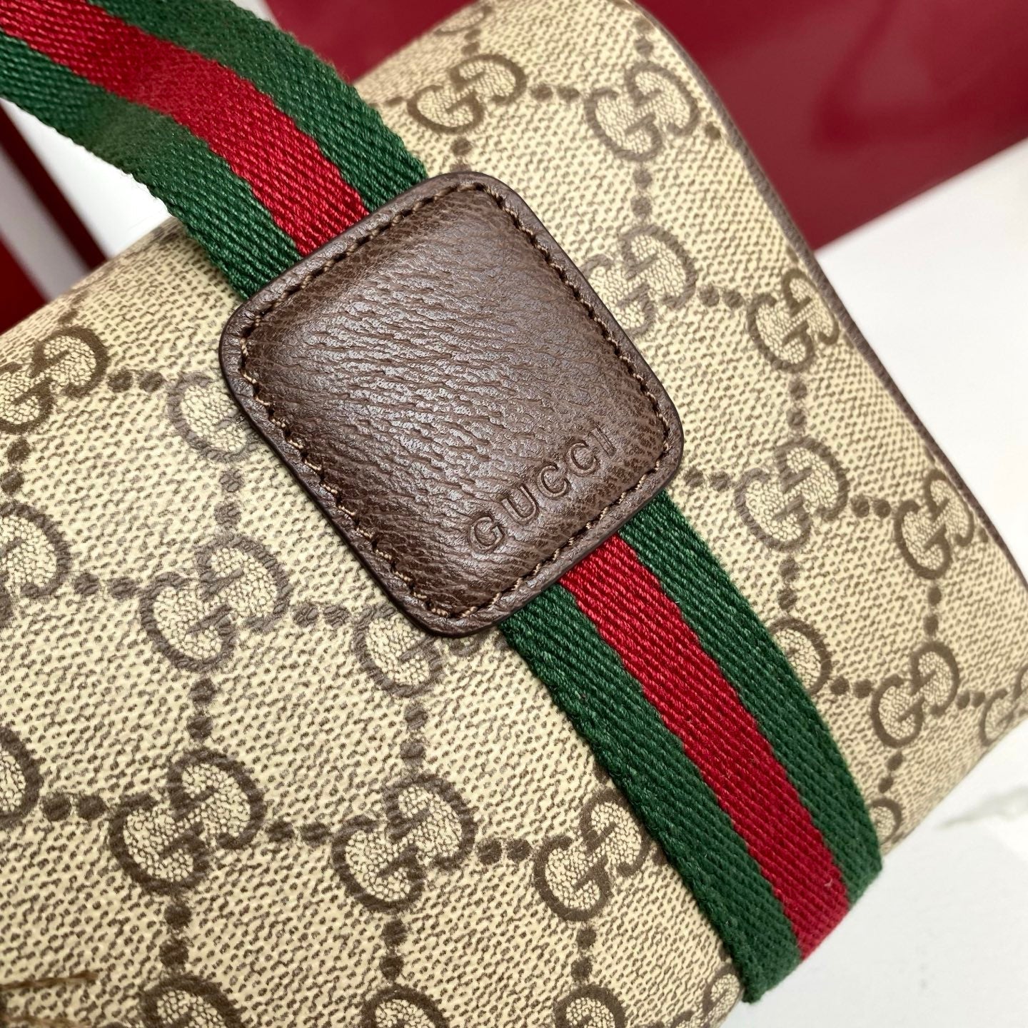 Gucci 25 GG Handbag Beige mix Dark Brown Canvas Leather 286711