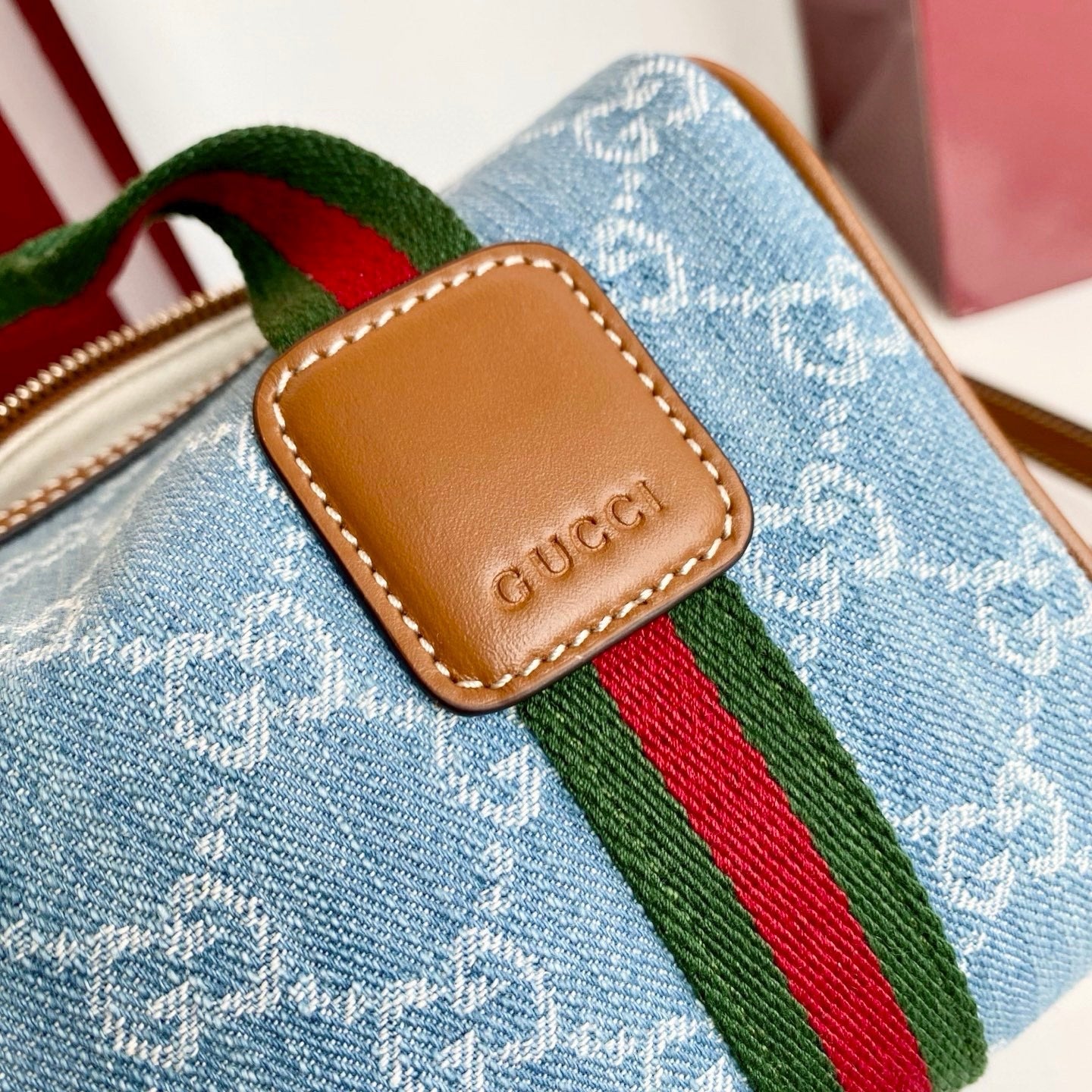 Gucci 25 GG Handbag Blue Denim Leather 286709