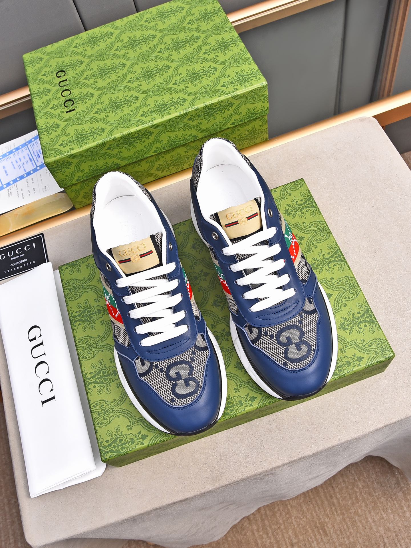 GG Men's Sneaker Blue Calfskin 522006