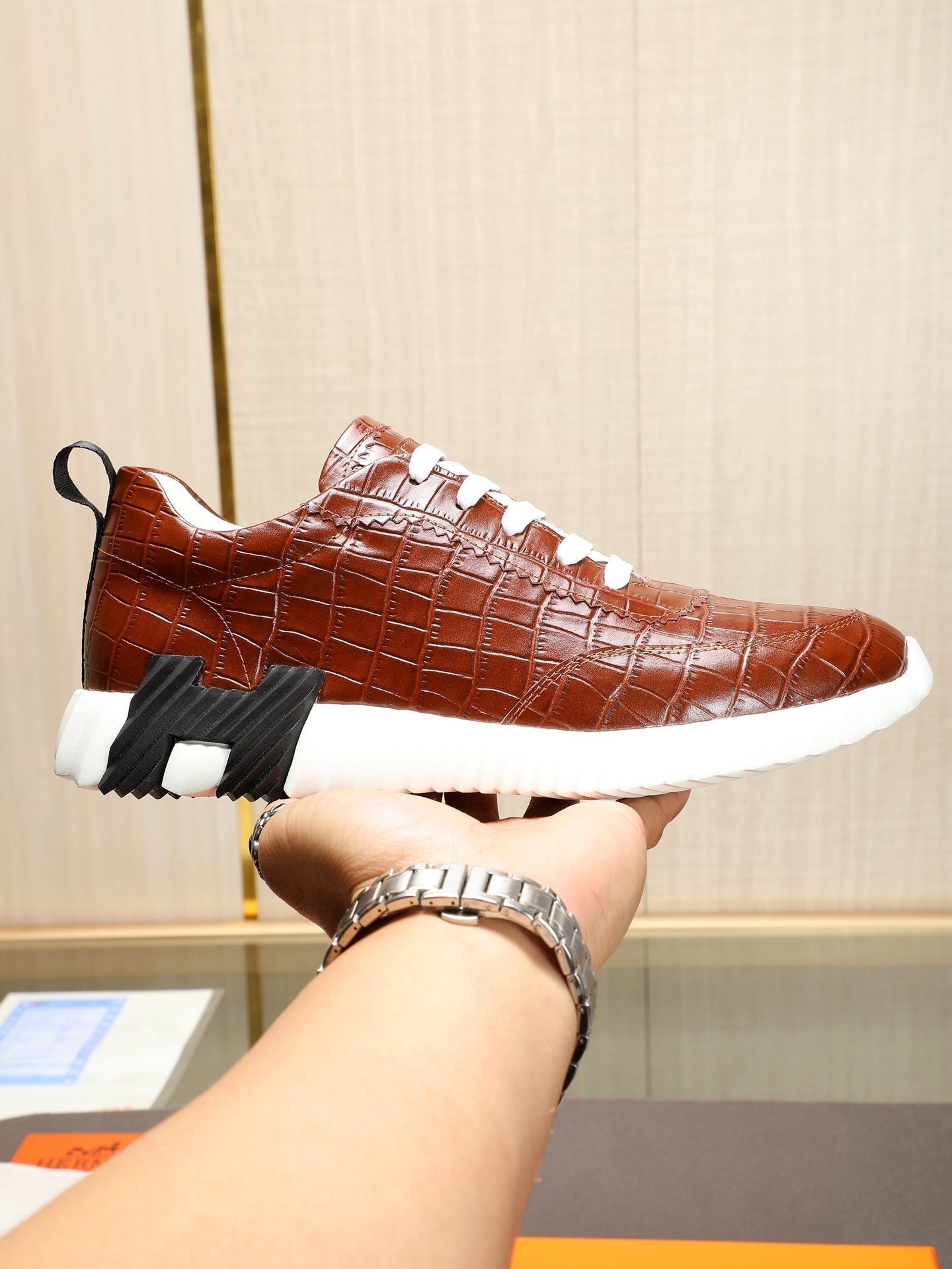 HM Men's Bouncing Sneaker Brown Cowhide 664361