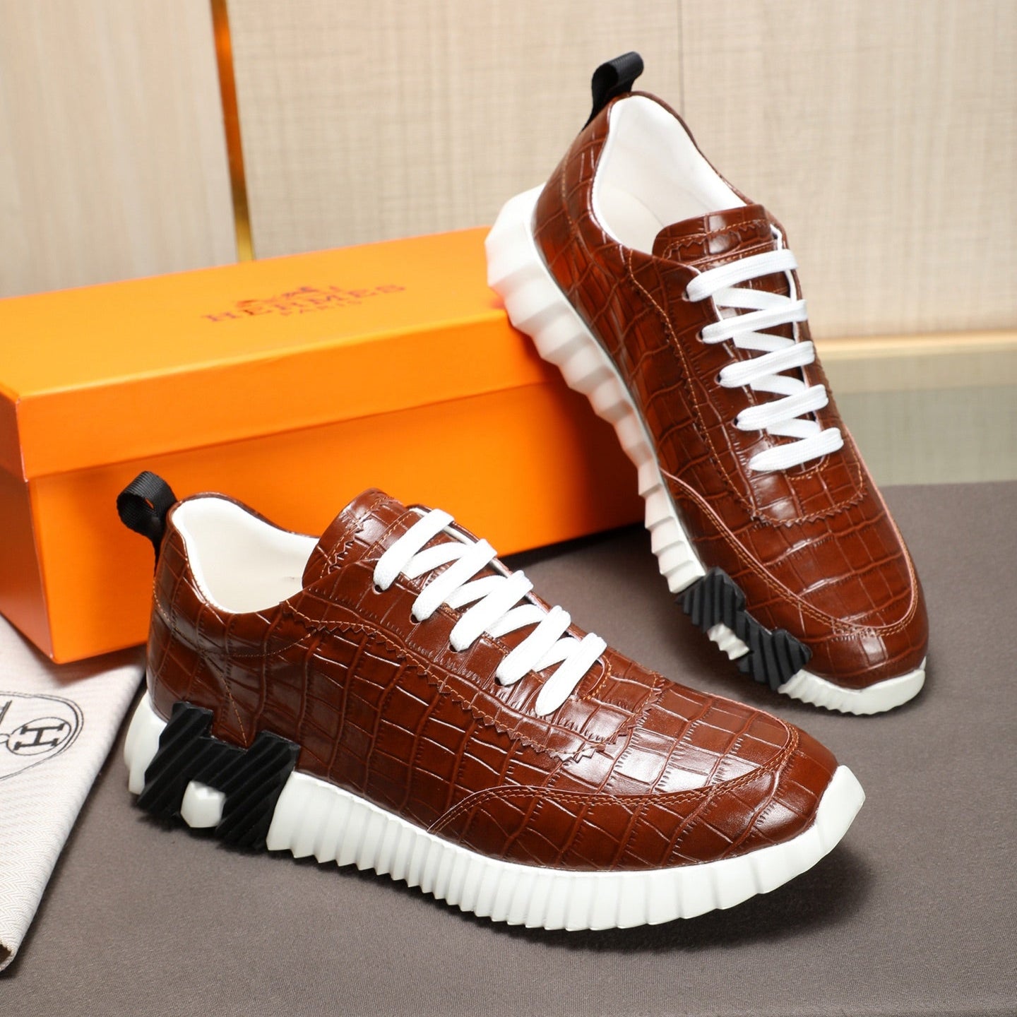 HM Men's Bouncing Sneaker Brown Cowhide 664361