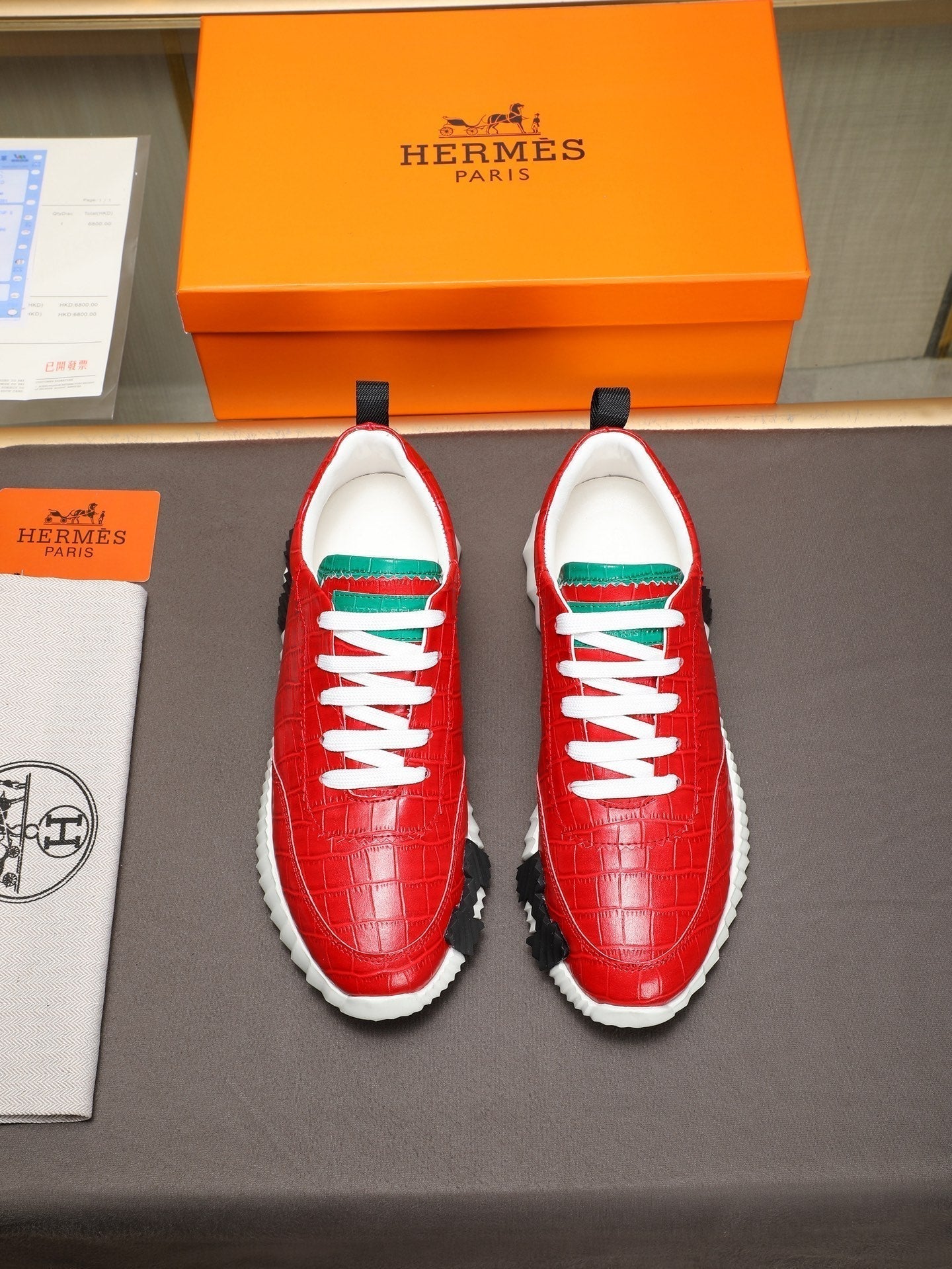 HM Men's Bouncing Sneaker Red Cowhide 664363