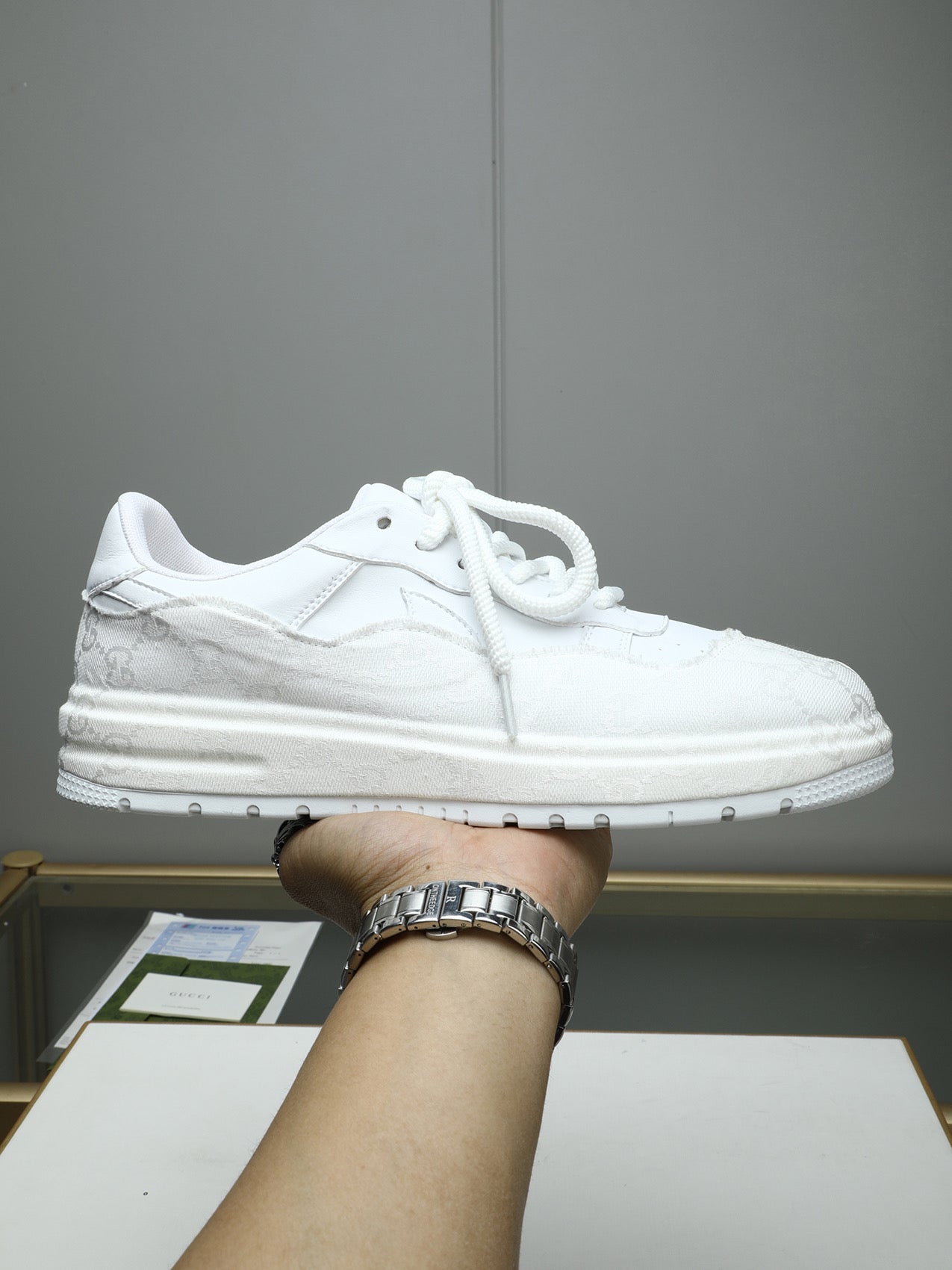 GG Men's Sneaker White Cowhide 587321