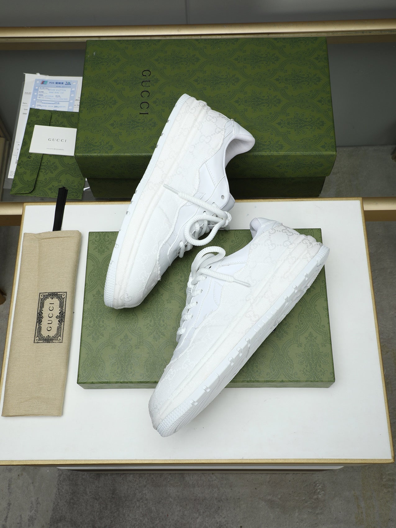 GG Men's Sneaker White Cowhide 587321