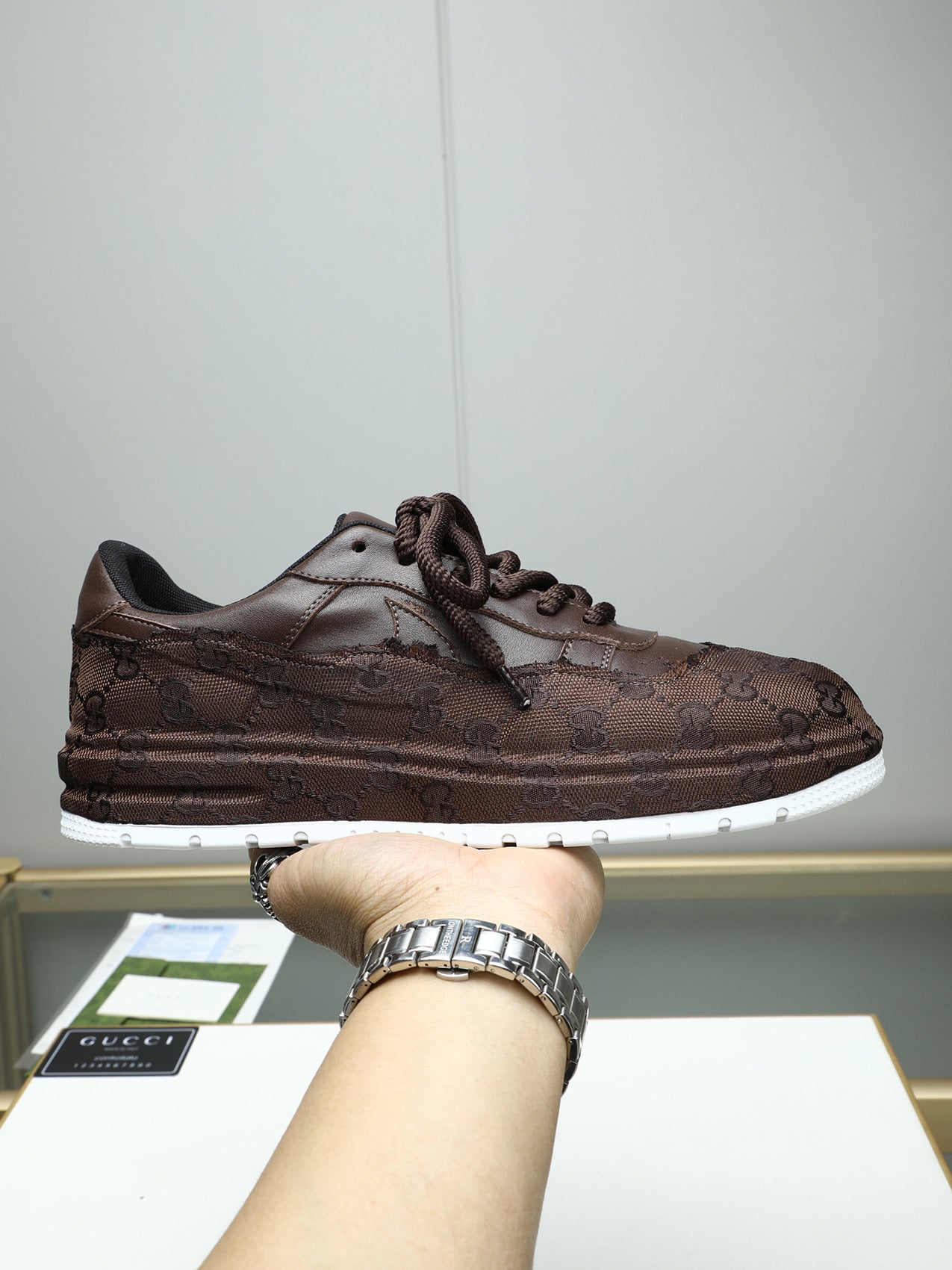 GG Men's Sneaker Brown Cowhide 587323