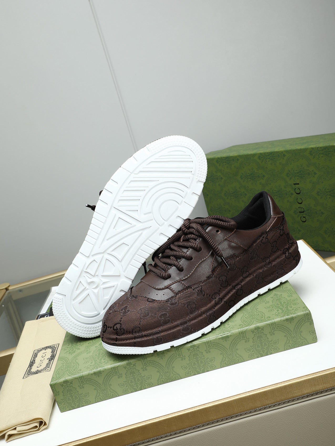 GG Men's Sneaker Brown Cowhide 587323