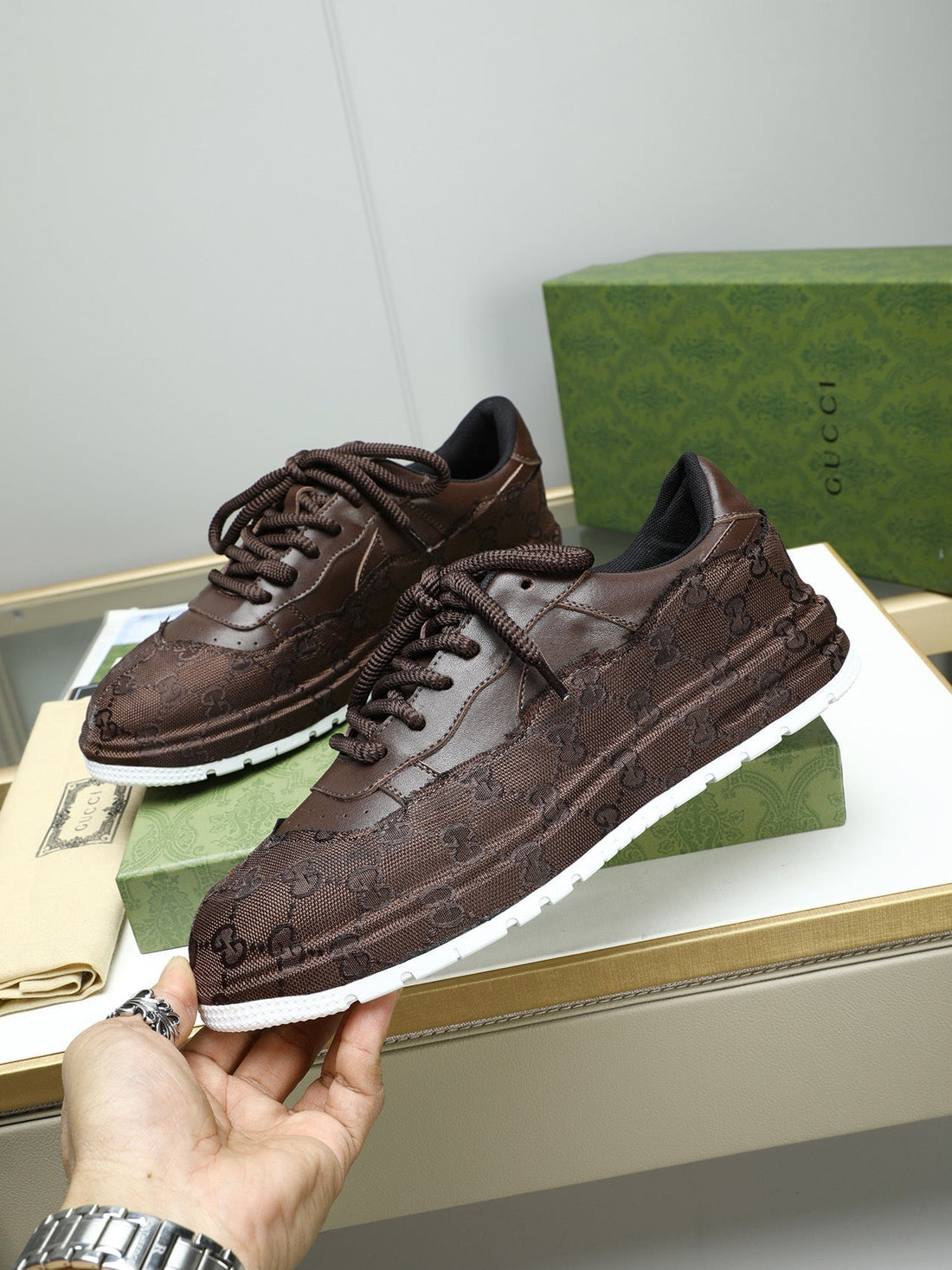 GG Men's Sneaker Brown Cowhide 587323