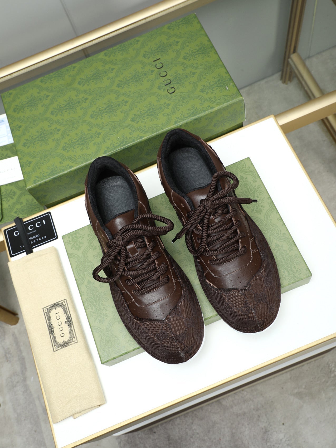 GG Men's Sneaker Brown Cowhide 587323