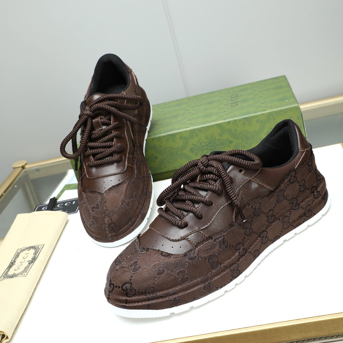 GG Men's Sneaker Brown Cowhide 587323