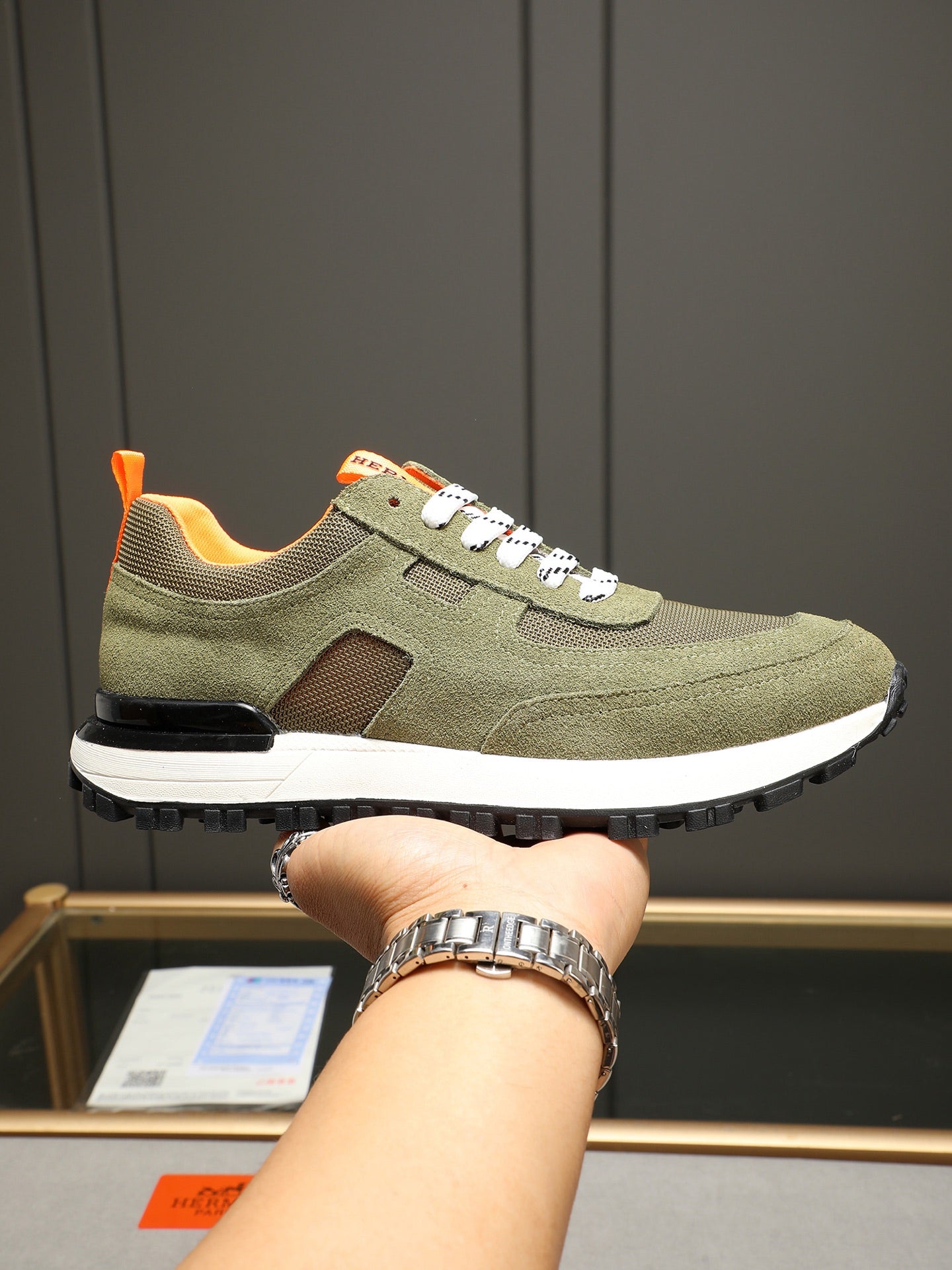 HM Men's Sneaker Green Suede 619320