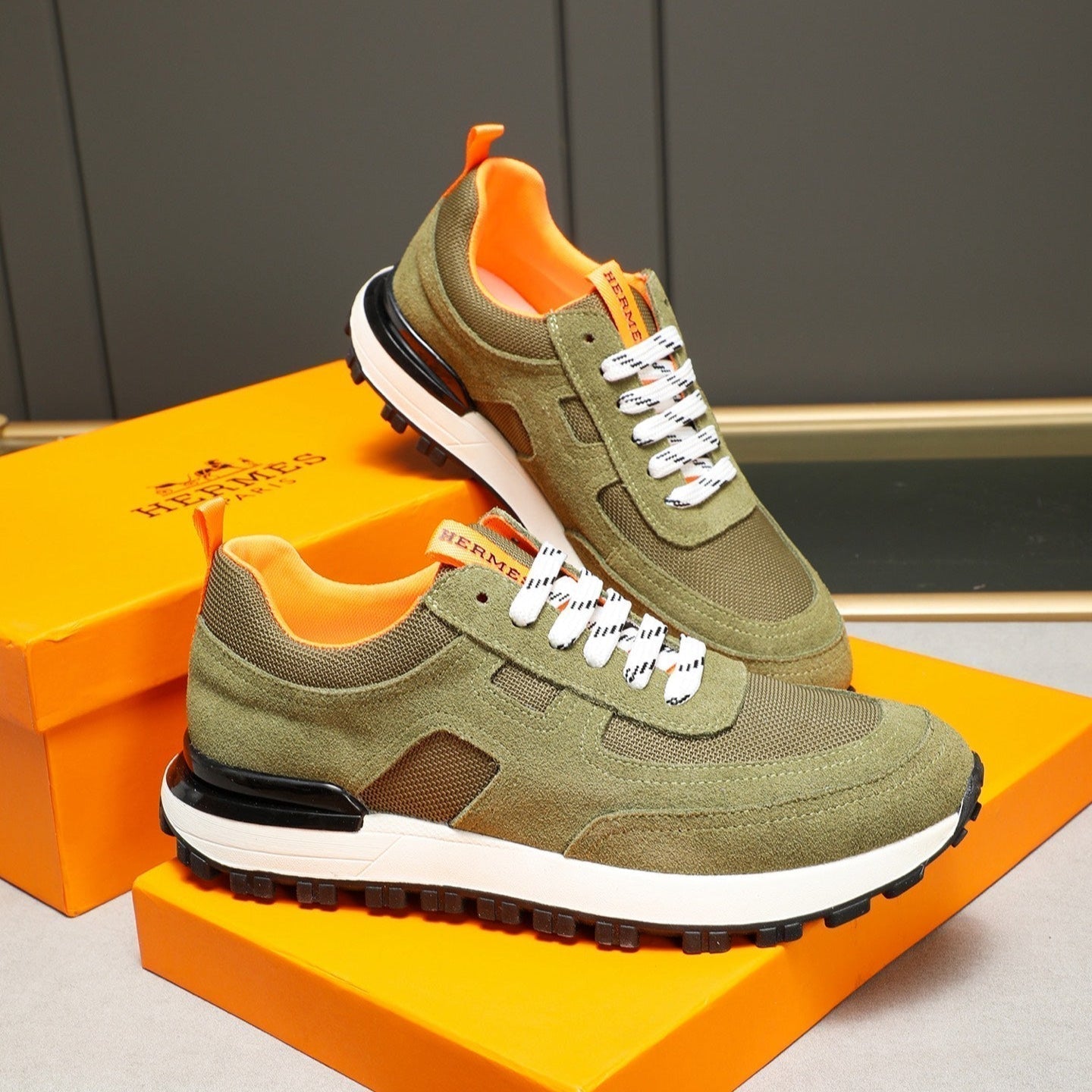 HM Men's Sneaker Green Suede 619320