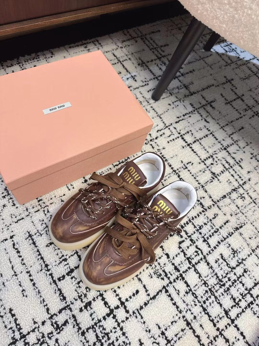 Miu Balance Sneakers Dark Brown Leather