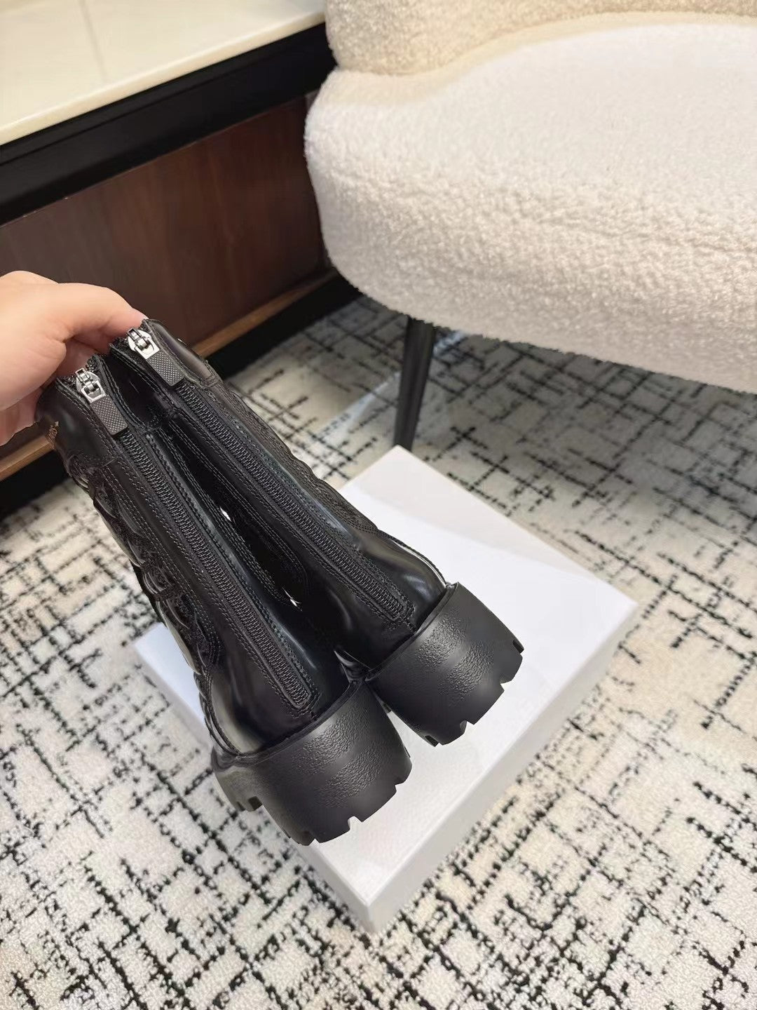 CD D-Unit Ankle Boot Glossy Black Calfskin