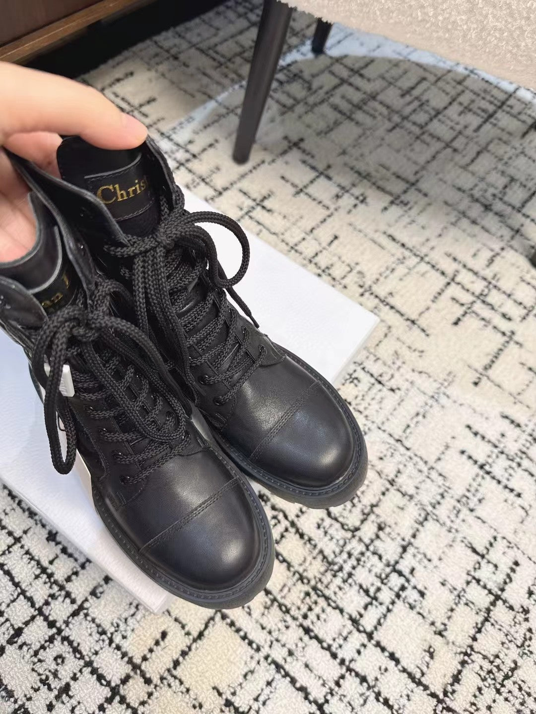 CD D-Unit Ankle Boot Plain Black Calfskin