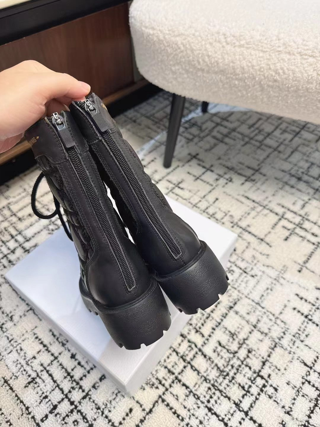 CD D-Unit Ankle Boot Plain Black Calfskin