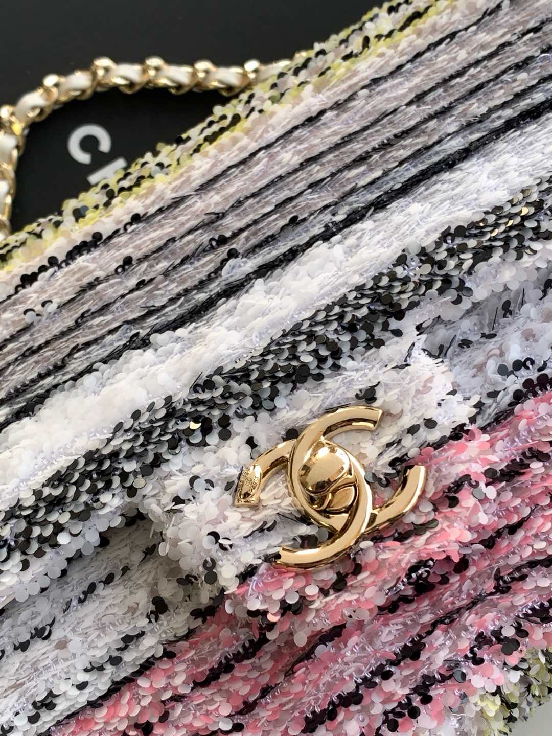 CC 24S Flap Bag Mini 21cm Multicolor Sequin Gold Hardware 238437