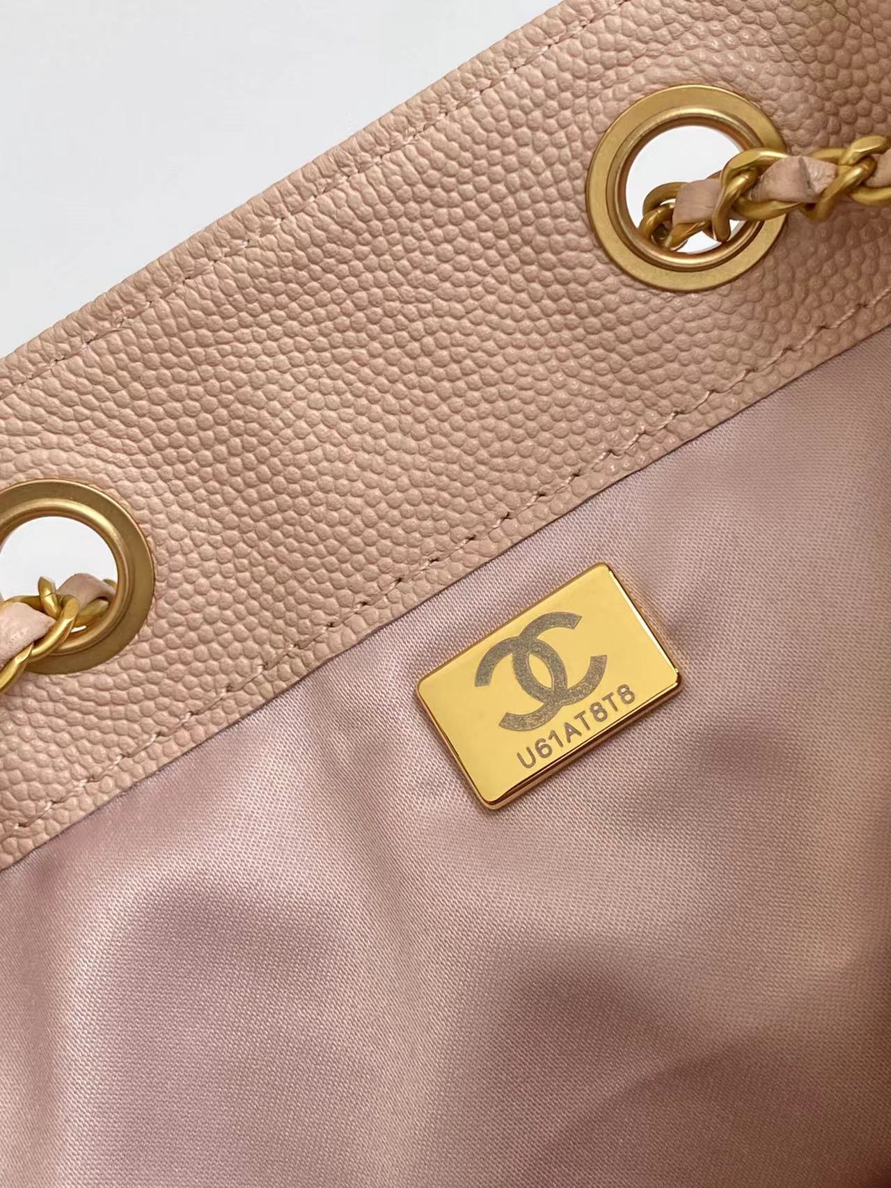 CC 25C Hobo Bags 40cm Pink Beige Grained Calfskin