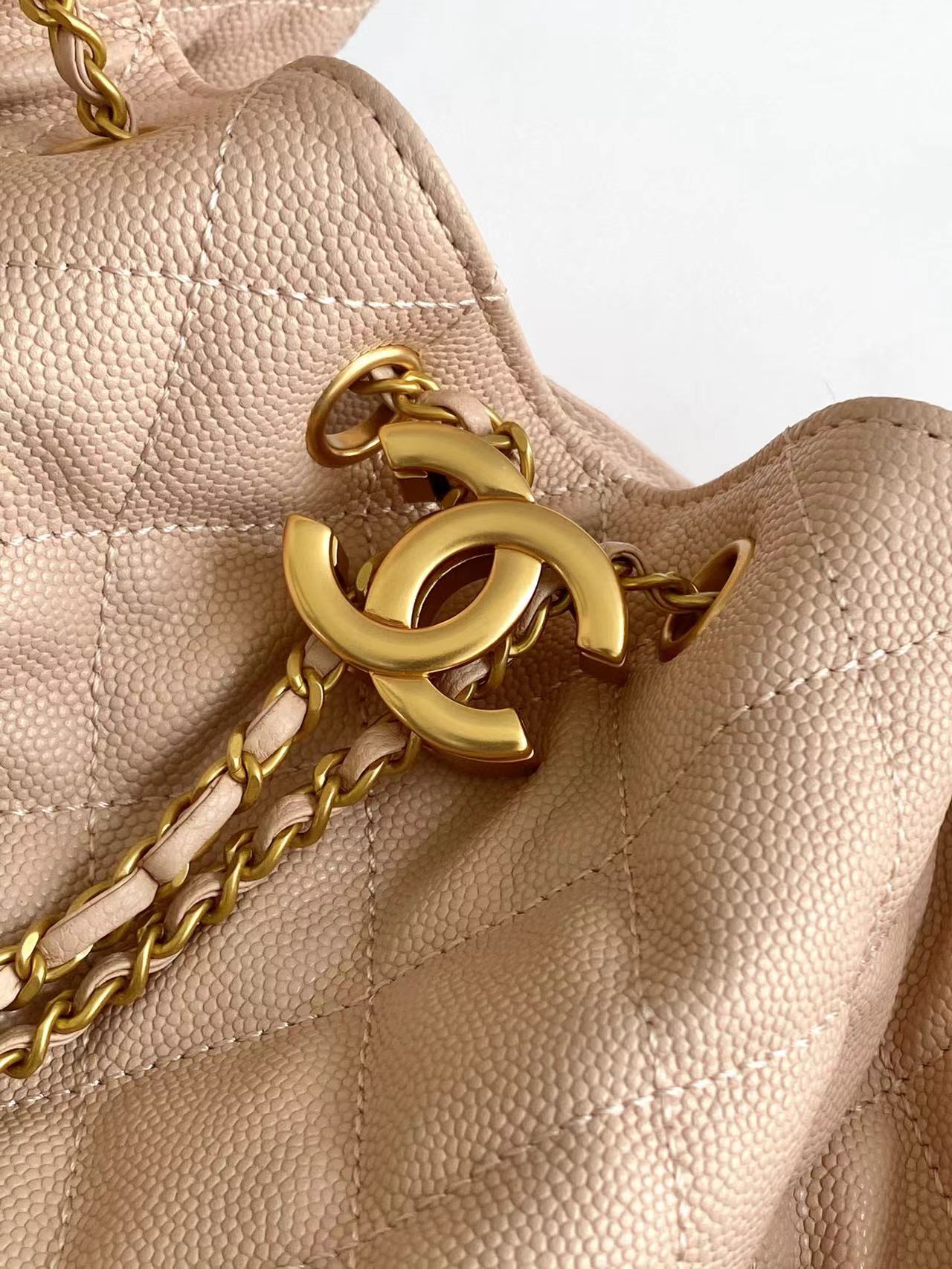 CC 25C Hobo Bags 40cm Pink Beige Grained Calfskin