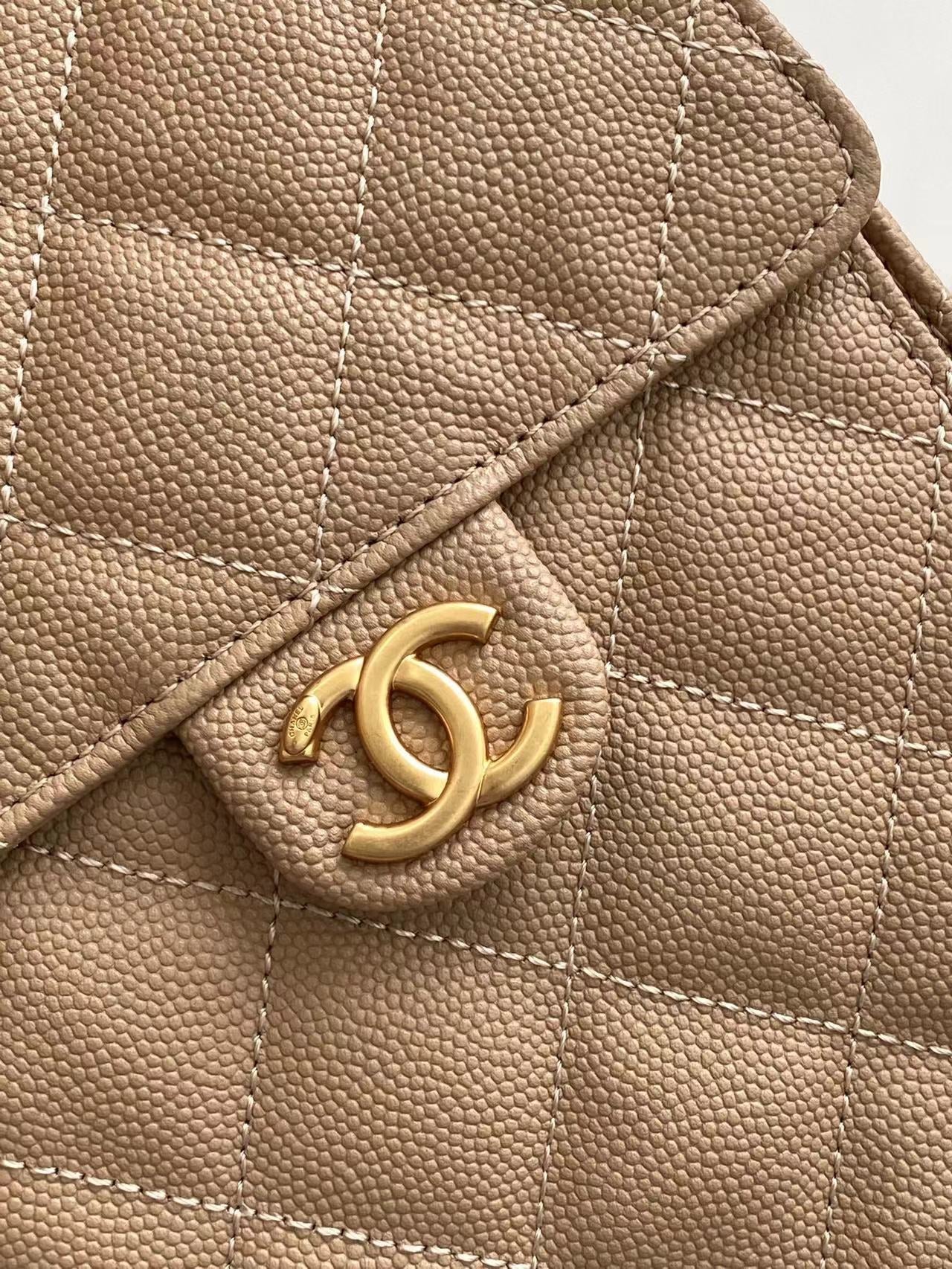 CC 25C Hobo Bags 40cm Pink Beige Grained Calfskin