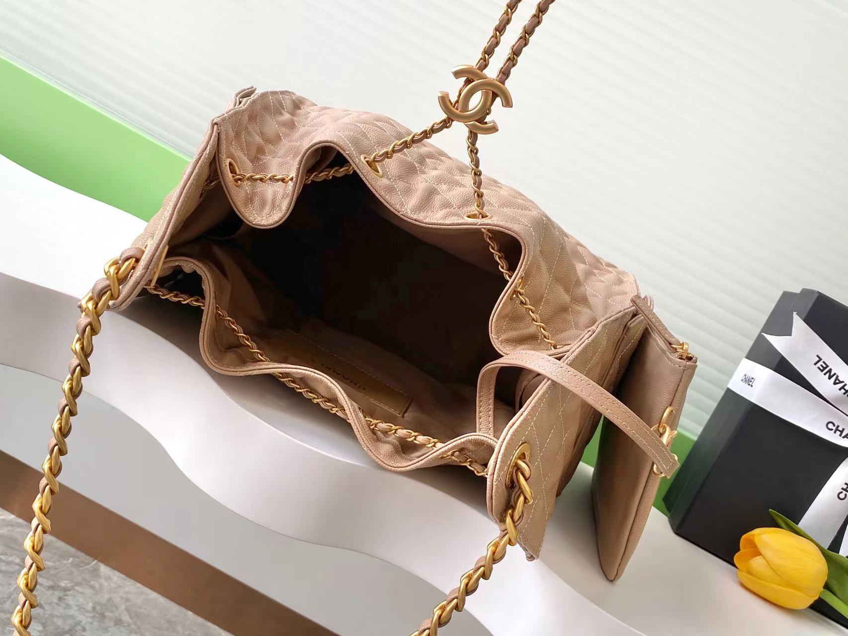 CC 25C Hobo Bags 40cm Brown Grained Calfskin