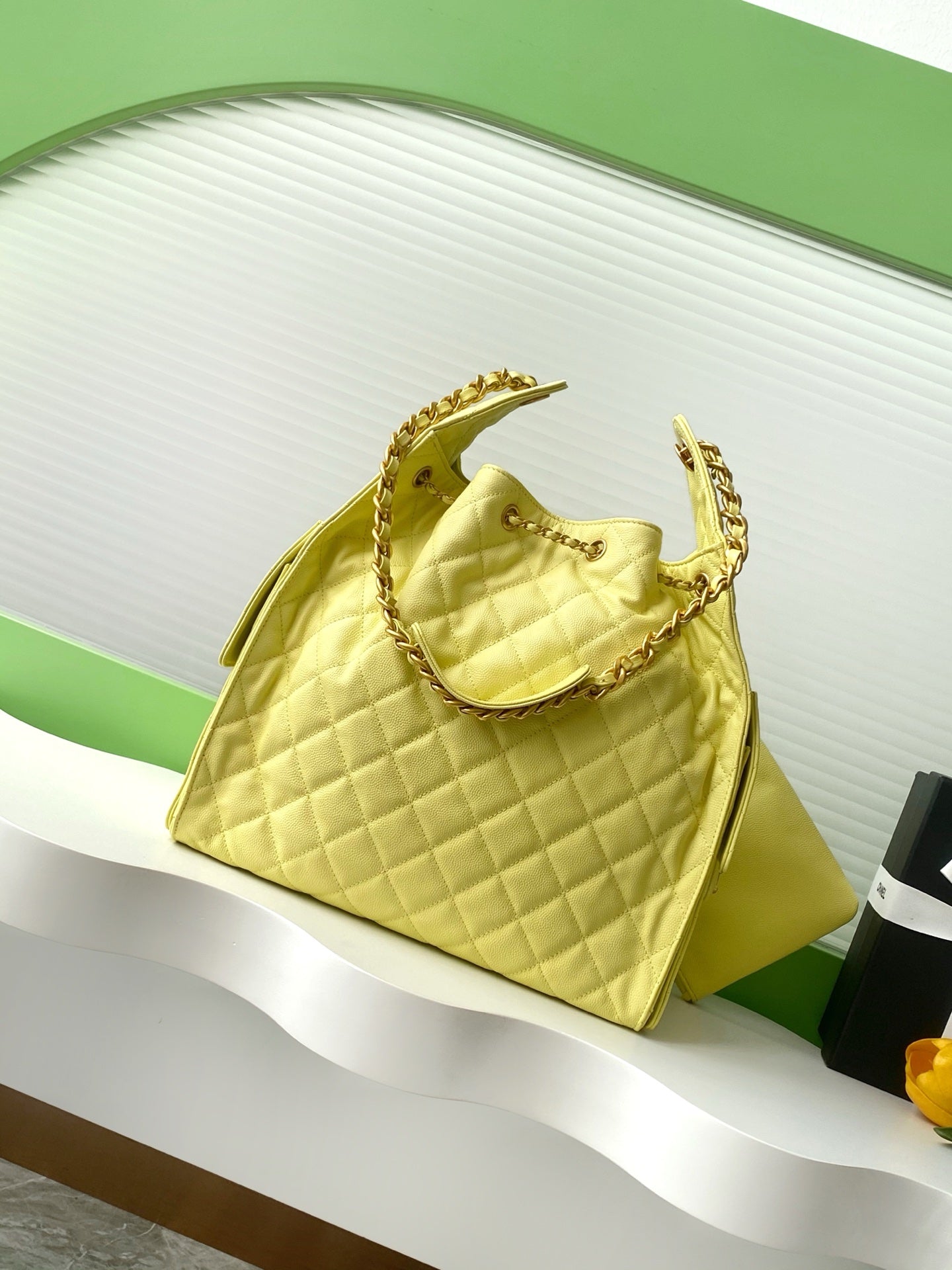 CC 25C Hobo Bags 40cm Lime Grained Calfskin