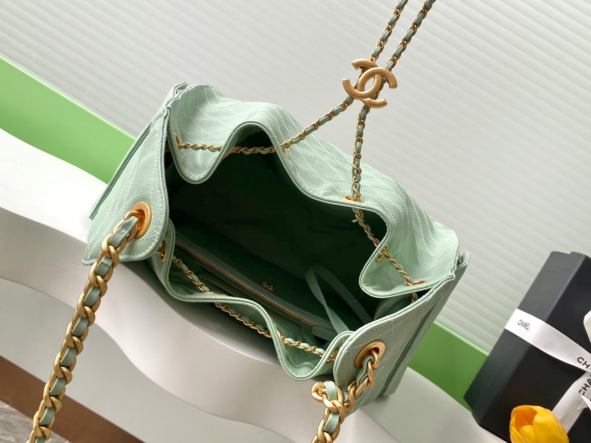 CC 25C Hobo Bags 40cm Green Grained Calfskin