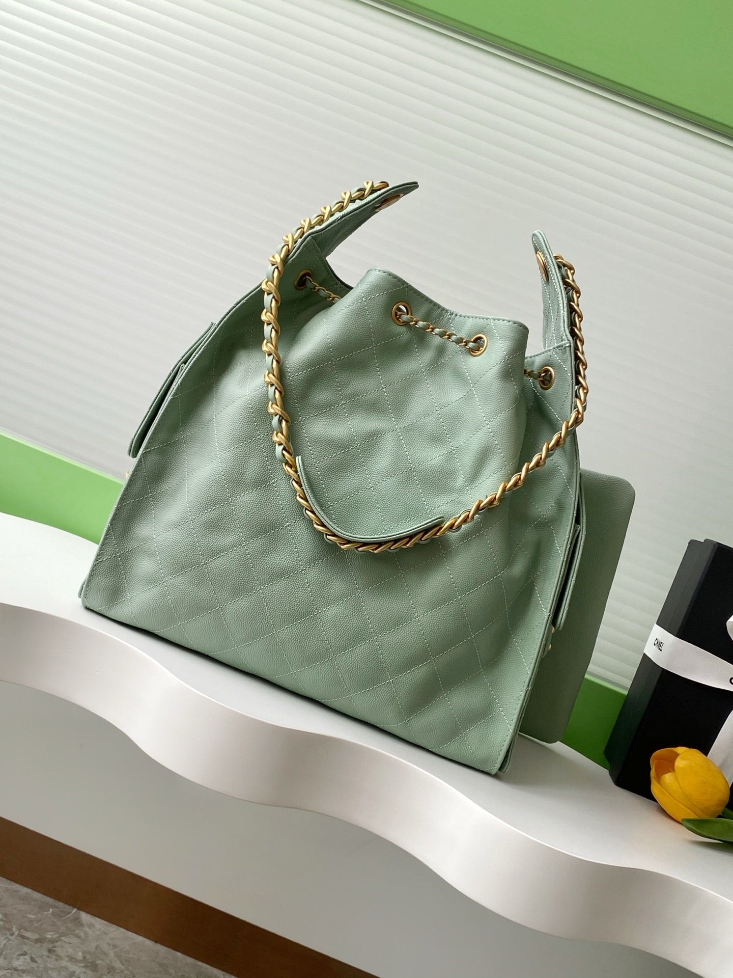CC 25C Hobo Bags 40cm Green Grained Calfskin