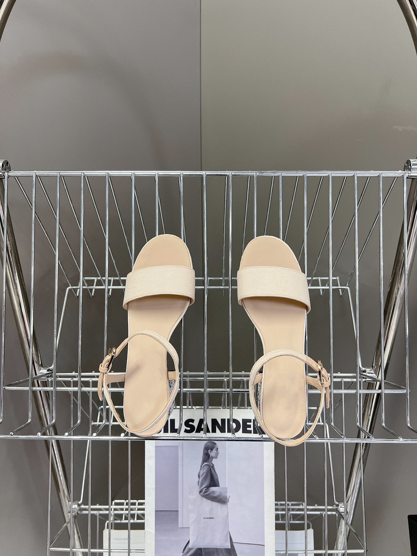 slingback sandal 45 beige calfskin crystal