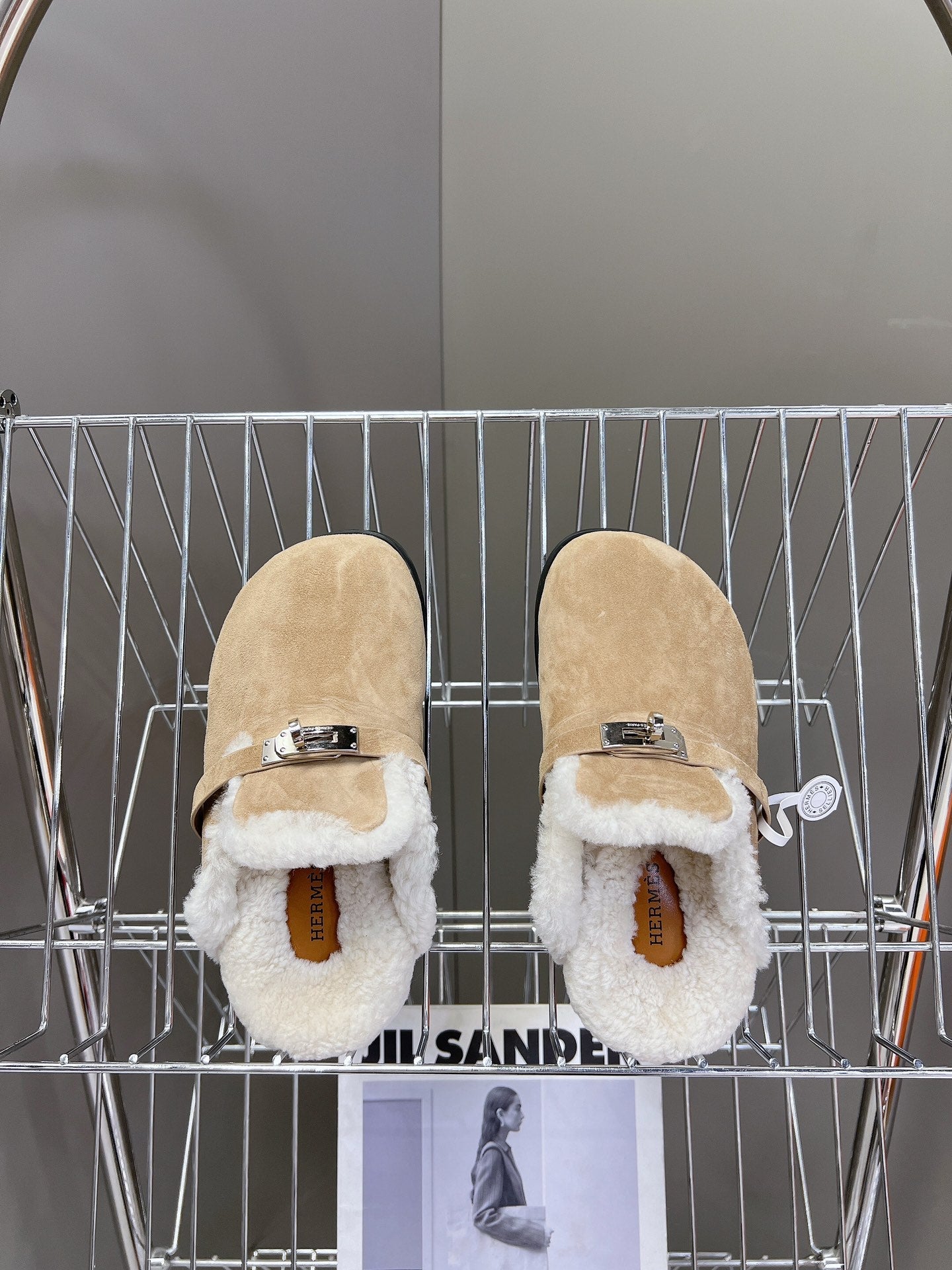 OZ Mule Light Brown Suede White Shearling