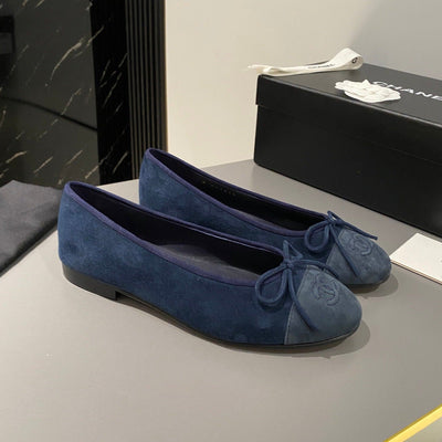 Ballet Flat Dark Blue Suede Calfskin