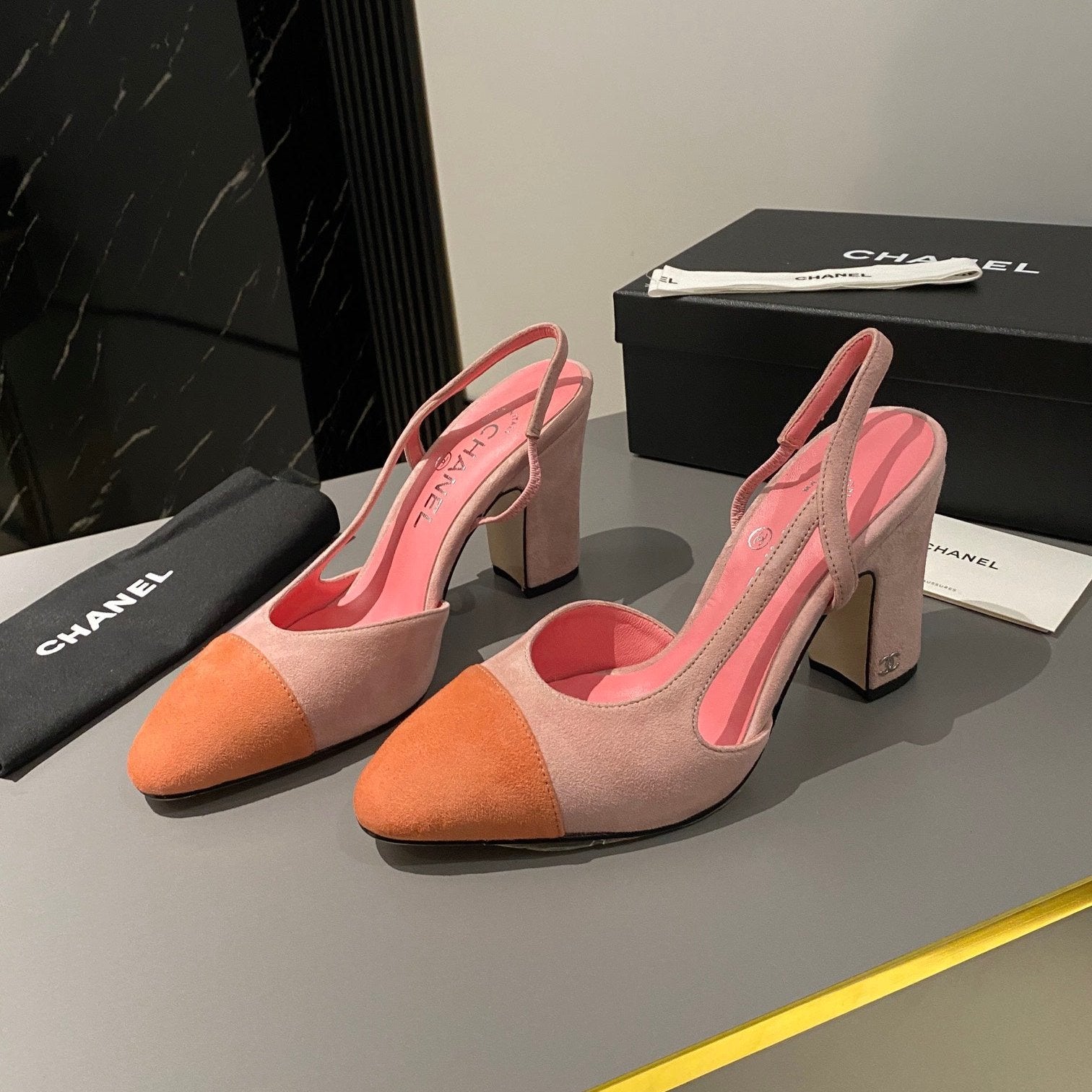 CC Slingback 95mm Pink Orange Suede