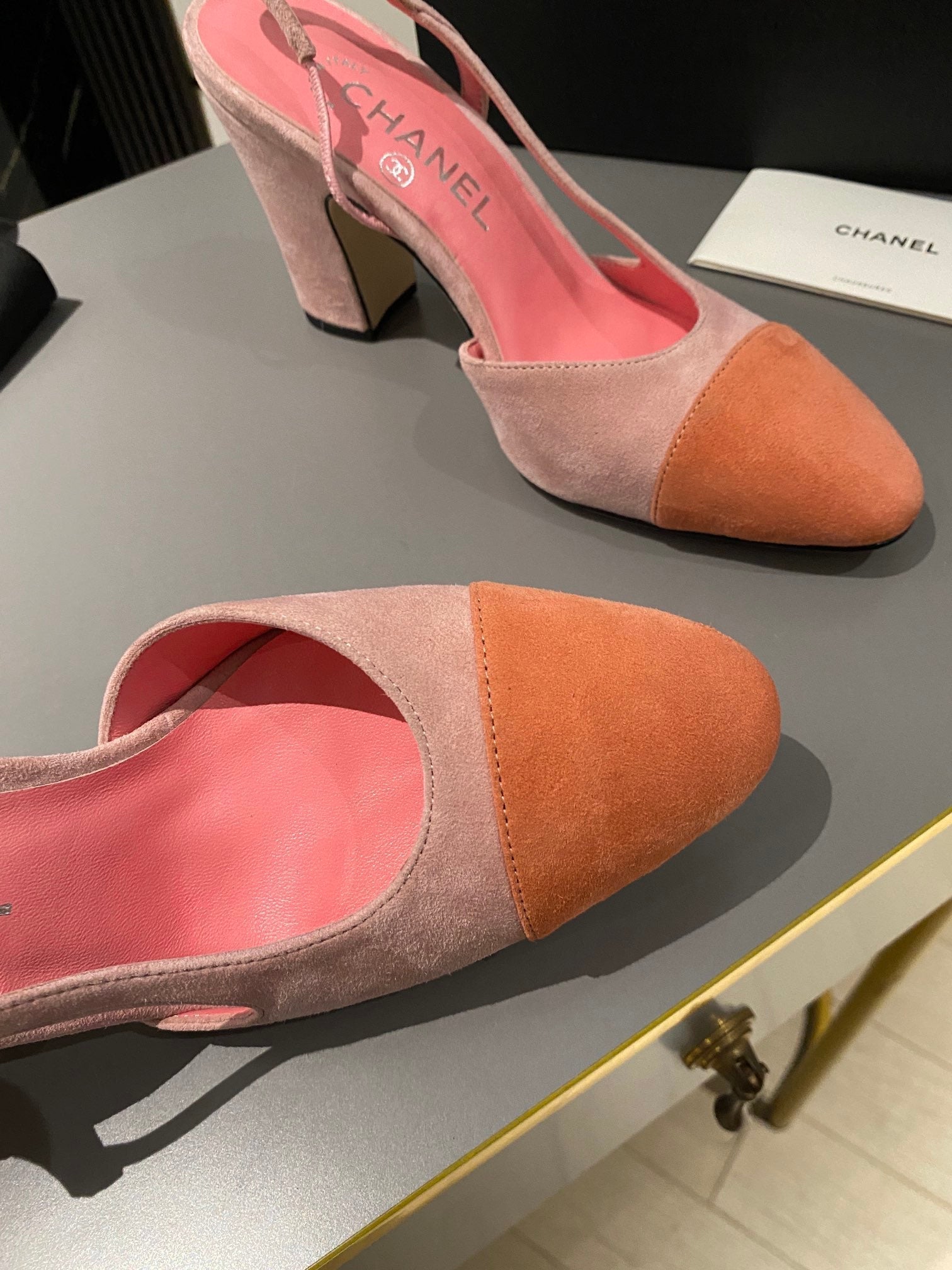 CC Slingback 95mm Pink Orange Suede