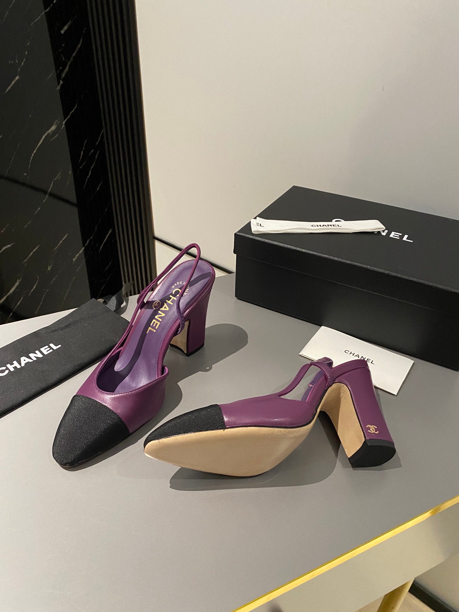 CC Slingback 95mm Purple Lambskin