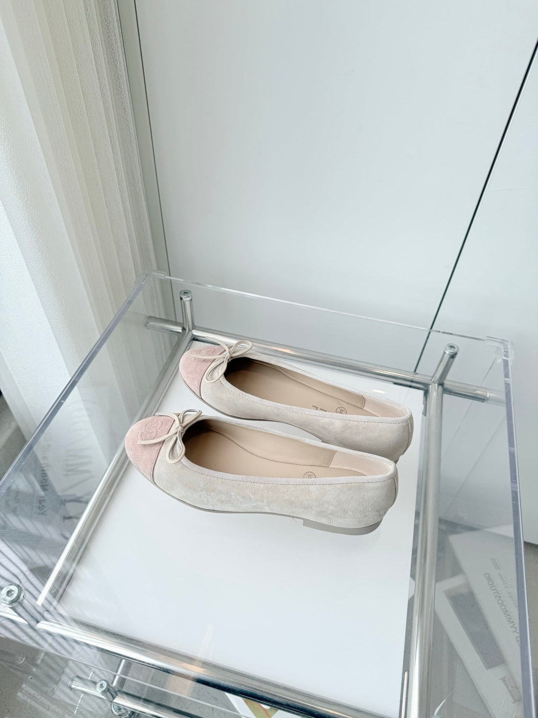 CC Ballet Flat Beige Gray mix Pink Pastel Suede 238764
