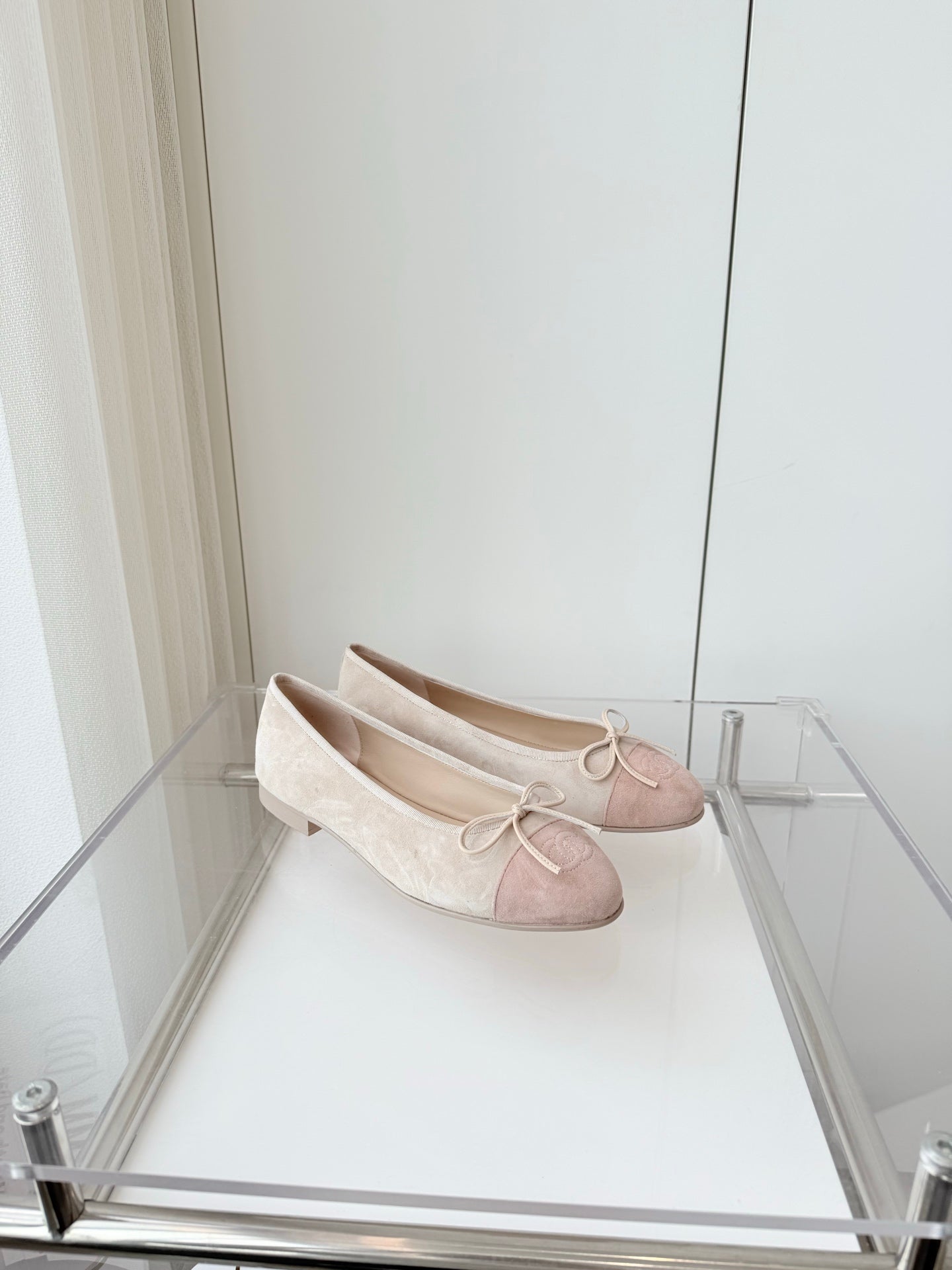 CC Ballet Flat Beige Gray mix Pink Pastel Suede 238764