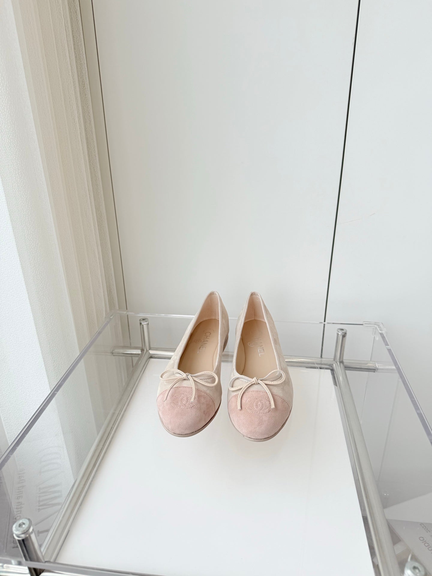 CC Ballet Flat Beige Gray mix Pink Pastel Suede 238764