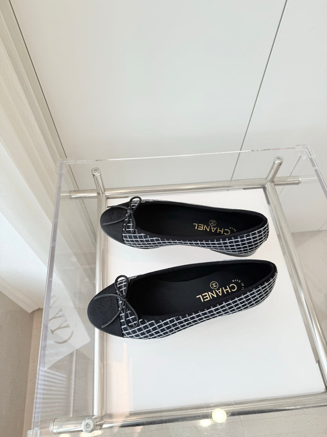 CC Ballet Flat Black mix White Fabric 238772