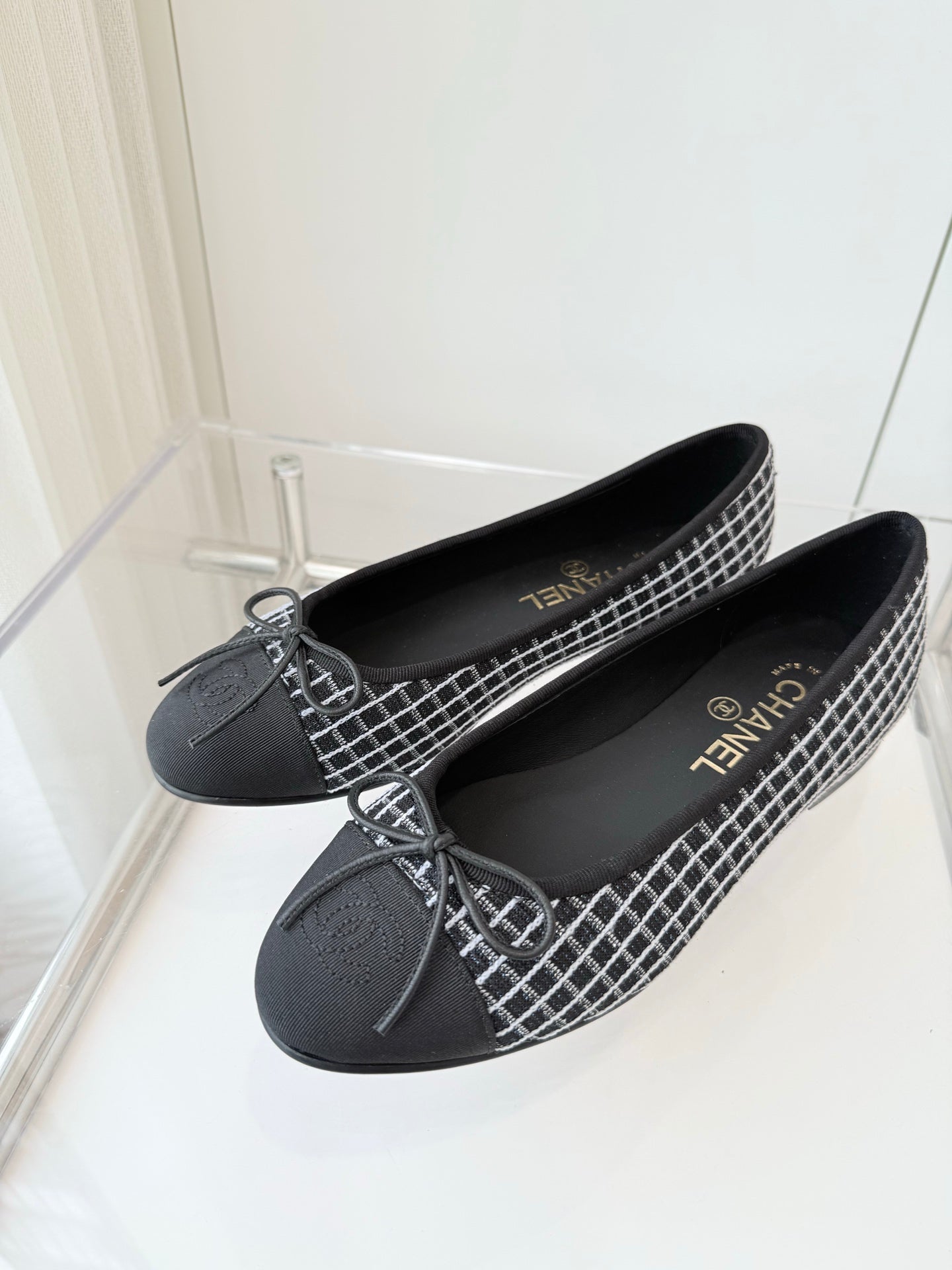 CC Ballet Flat Black mix White Fabric 238772