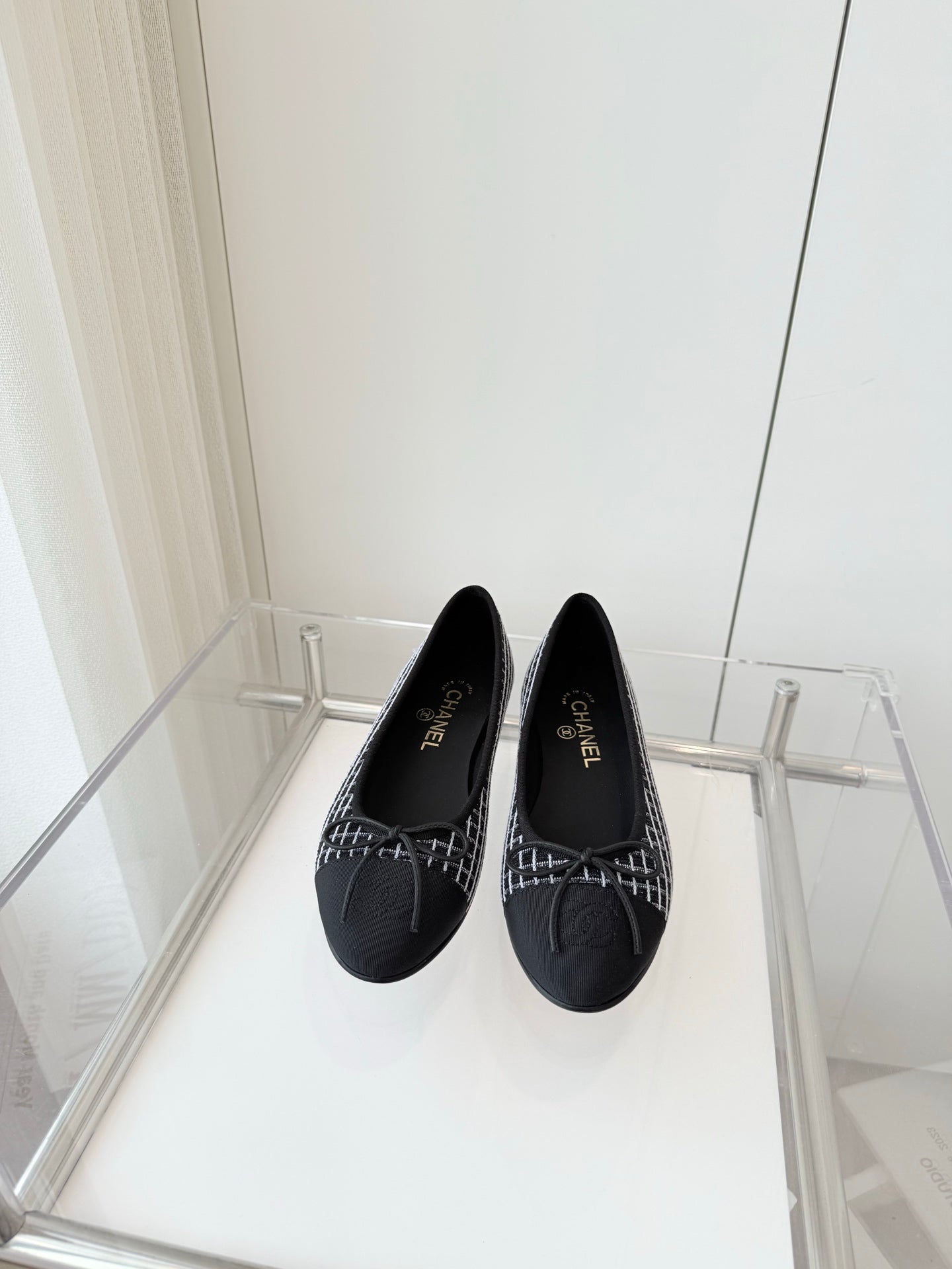 CC Ballet Flat Black mix White Fabric 238772