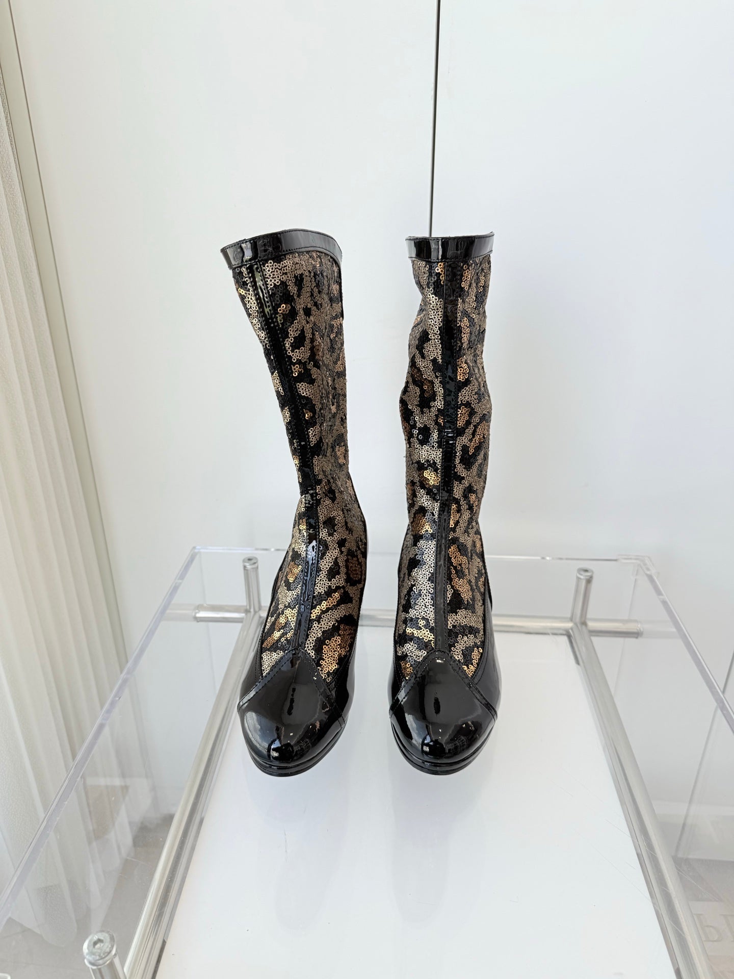 CC 25 High Boot Leopard Print Cowhide Fabric 411463