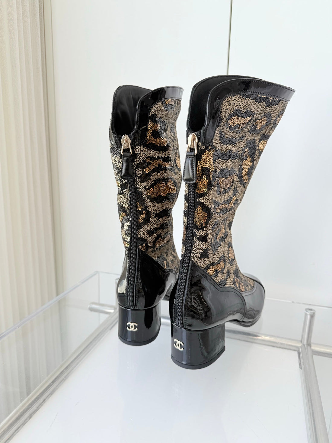CC 25 High Boot Leopard Print Cowhide Fabric 411463